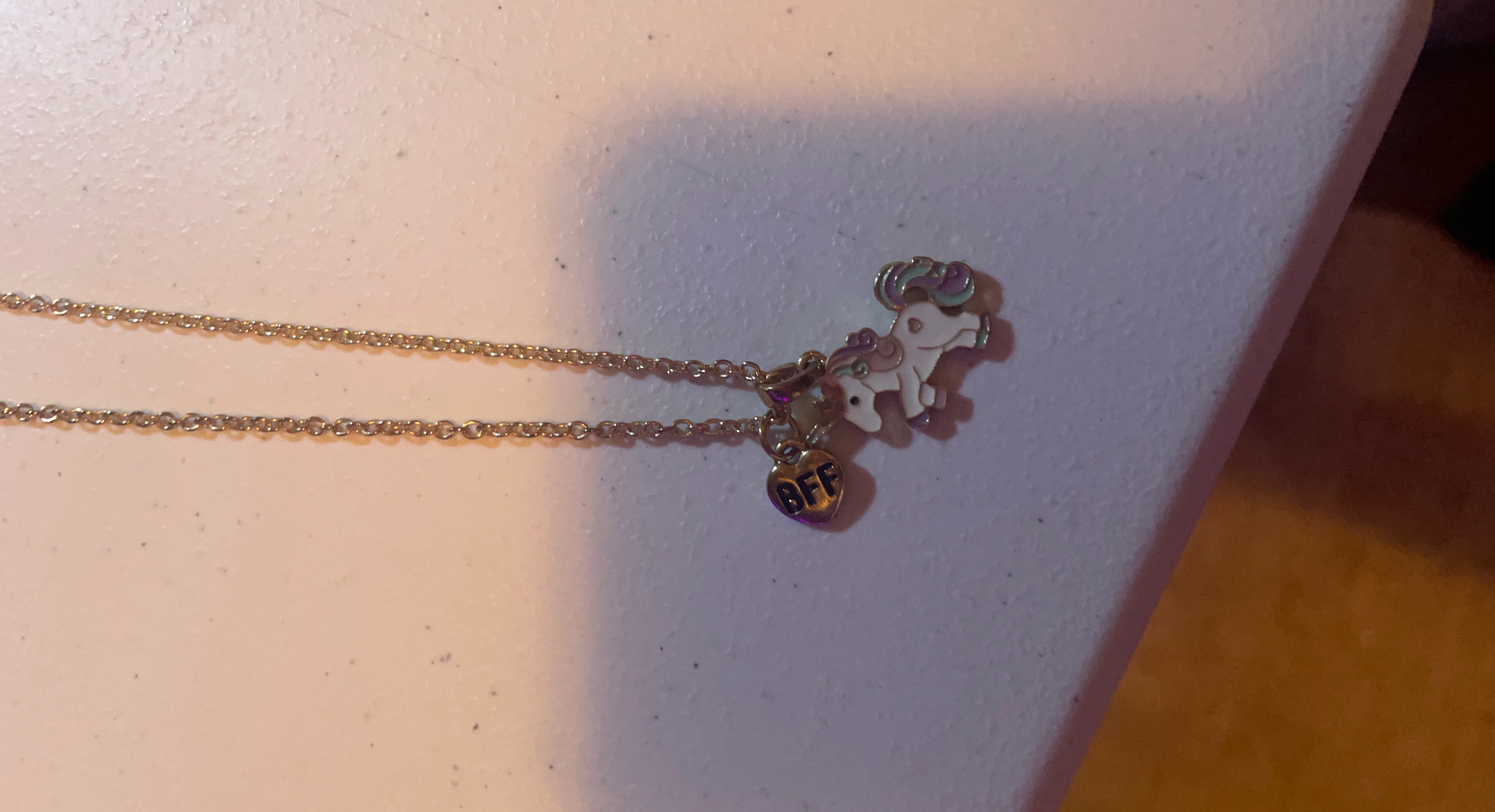 Unicorn and BFF Heart Necklace