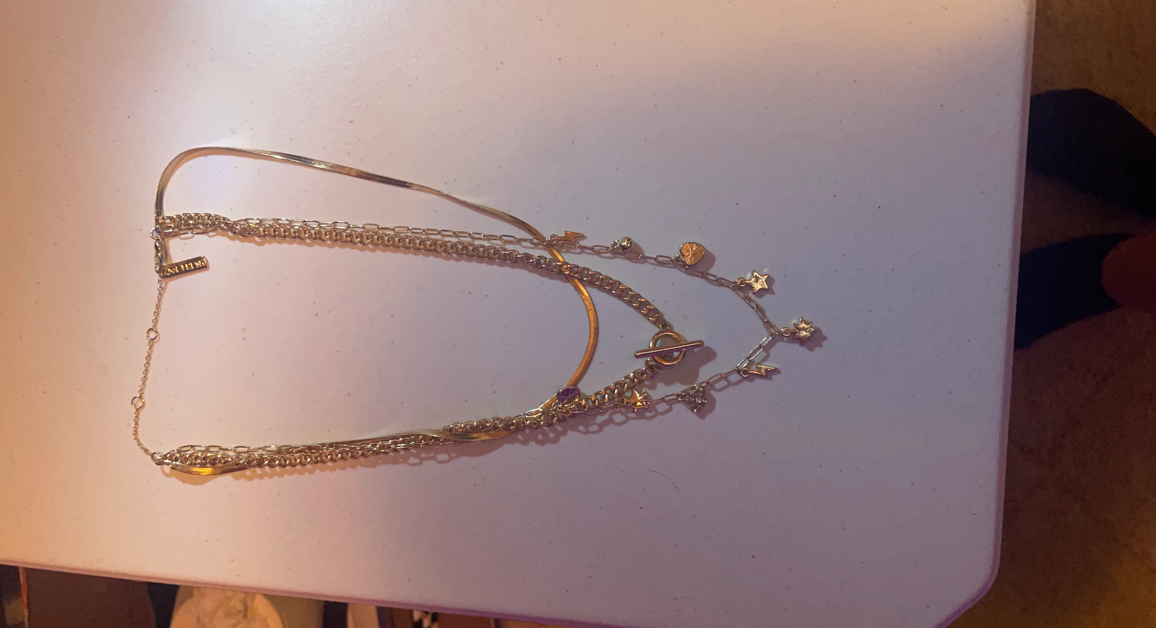 Layered Gold Necklace with Charms