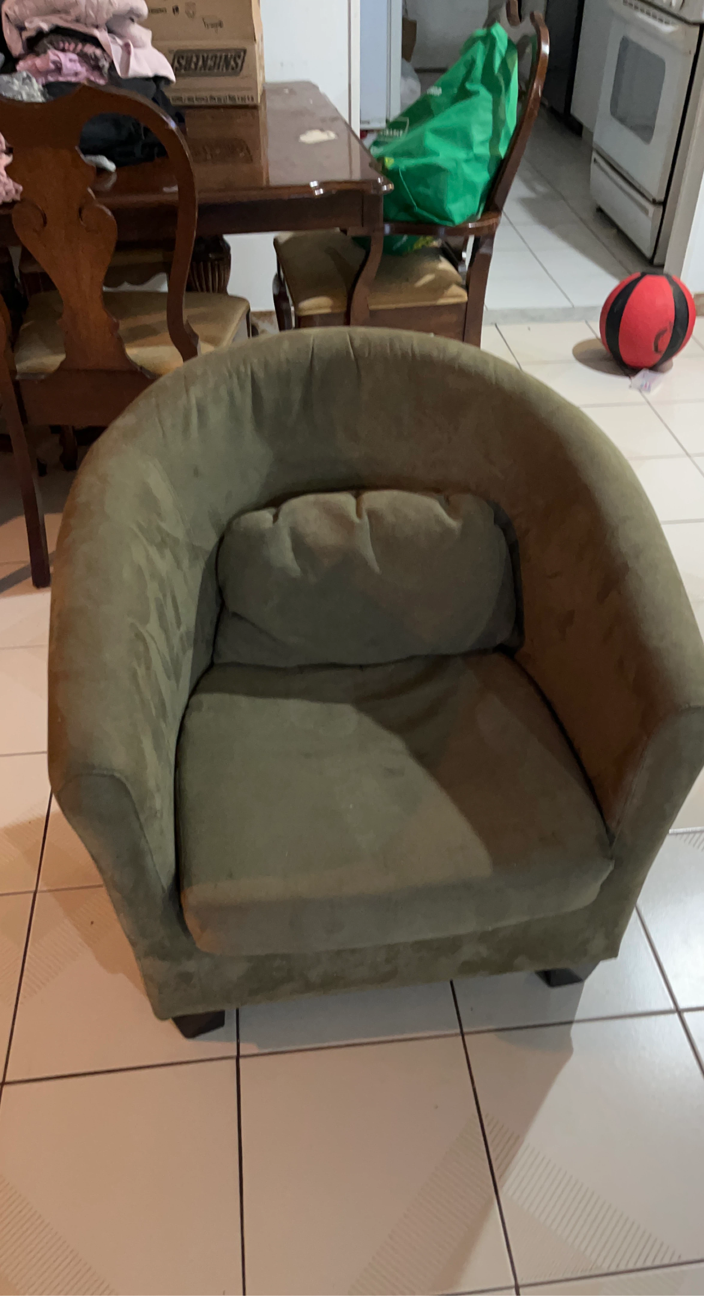 Green Barrel Chair Accent Armchair