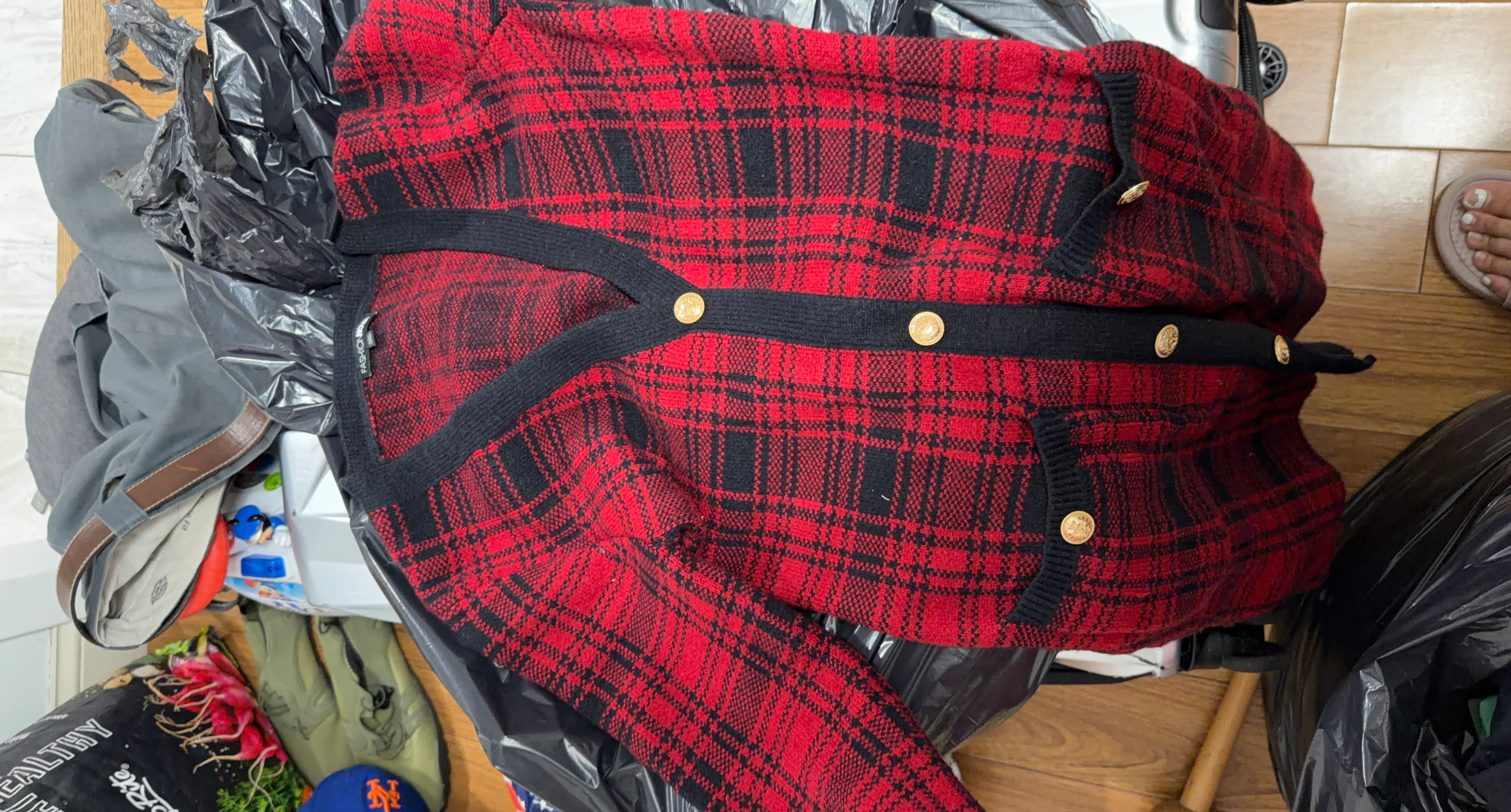 Fashion Nova Red Plaid Cardigan