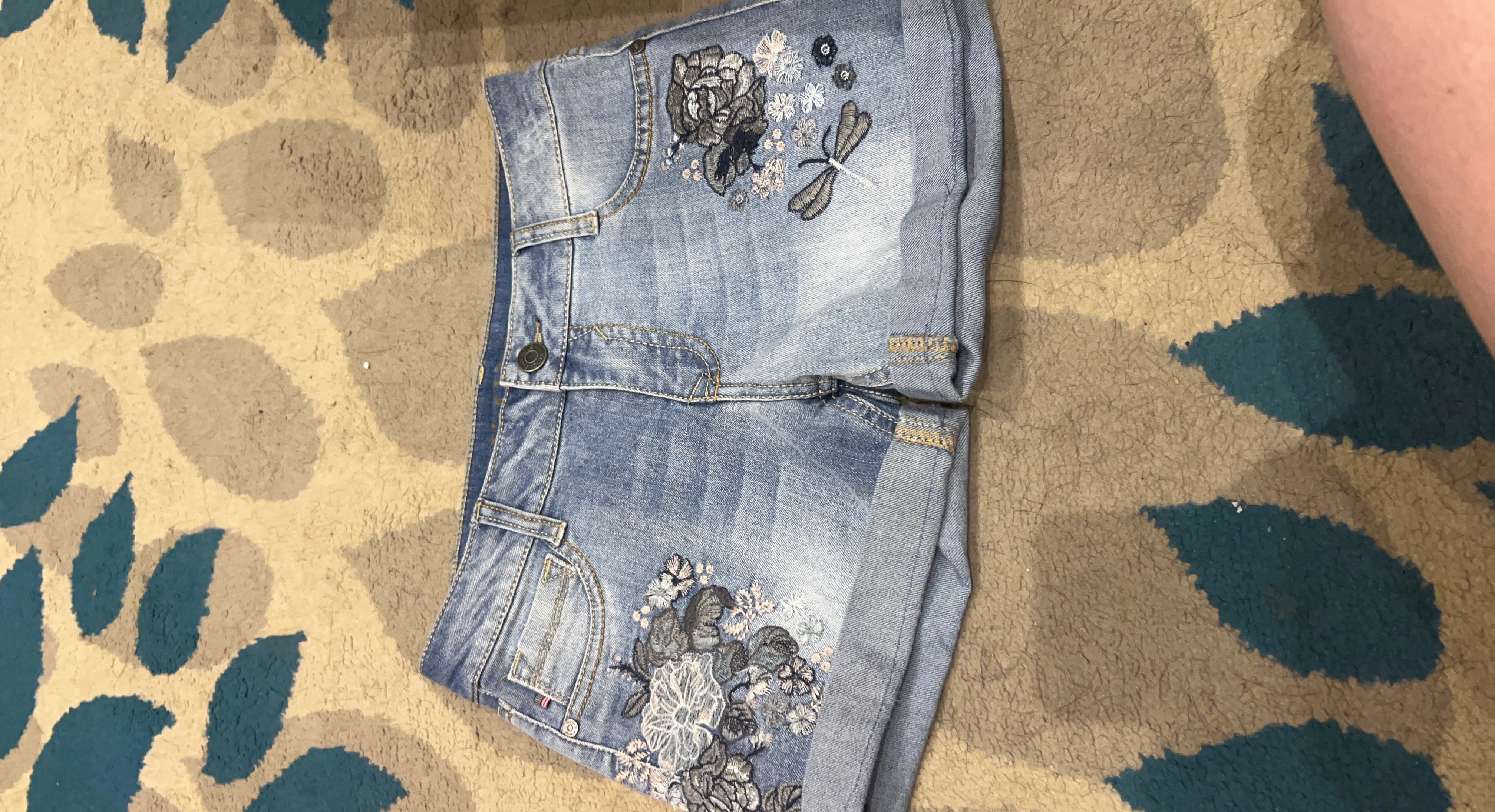 Girls Denim Shorts with Embroidery