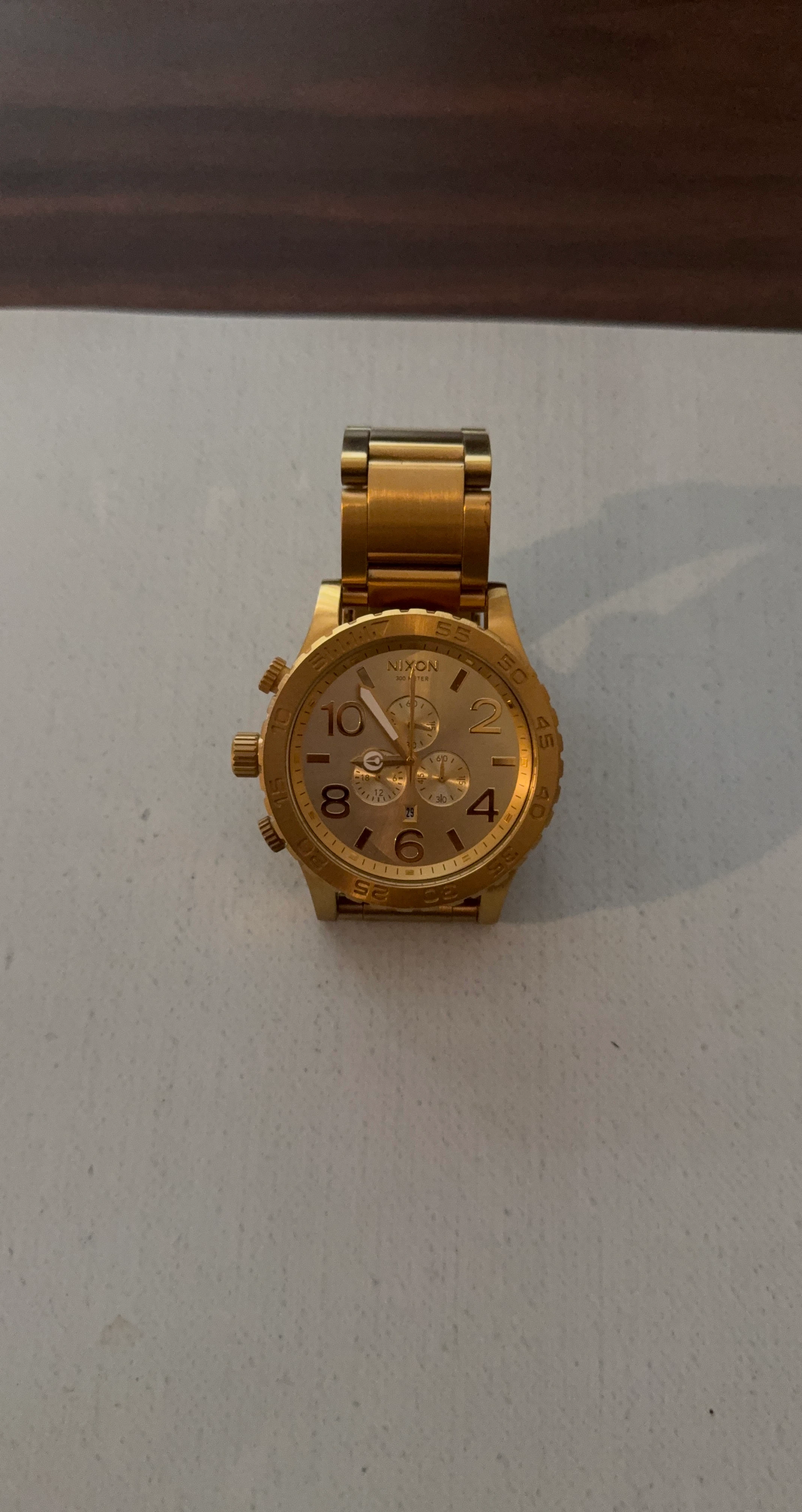 Nixon Gold Chronograph Watch 300M Water Resistant