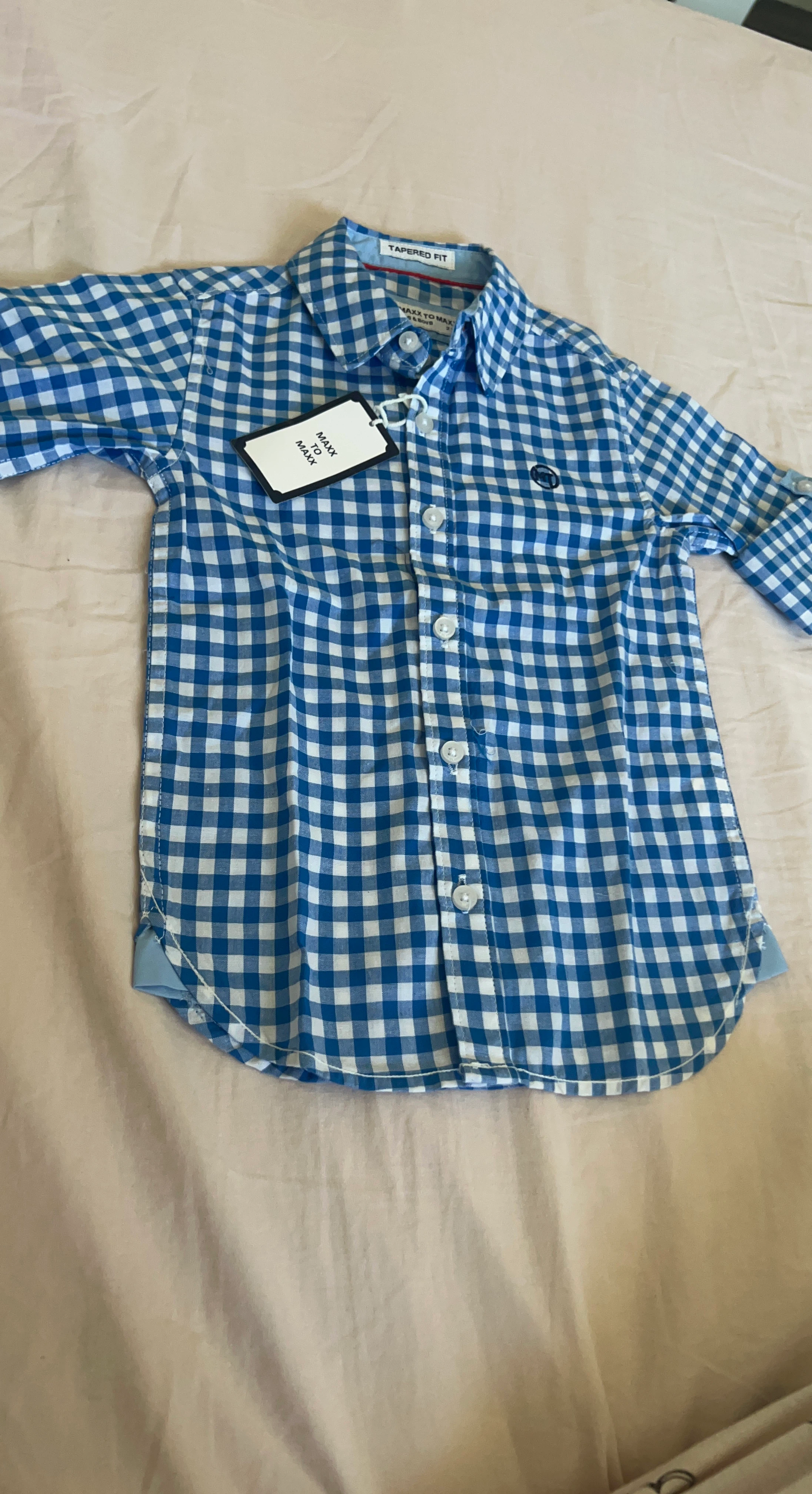MAXX TO MAXX Blue Gingham Button-Up Shirt - Size 3T