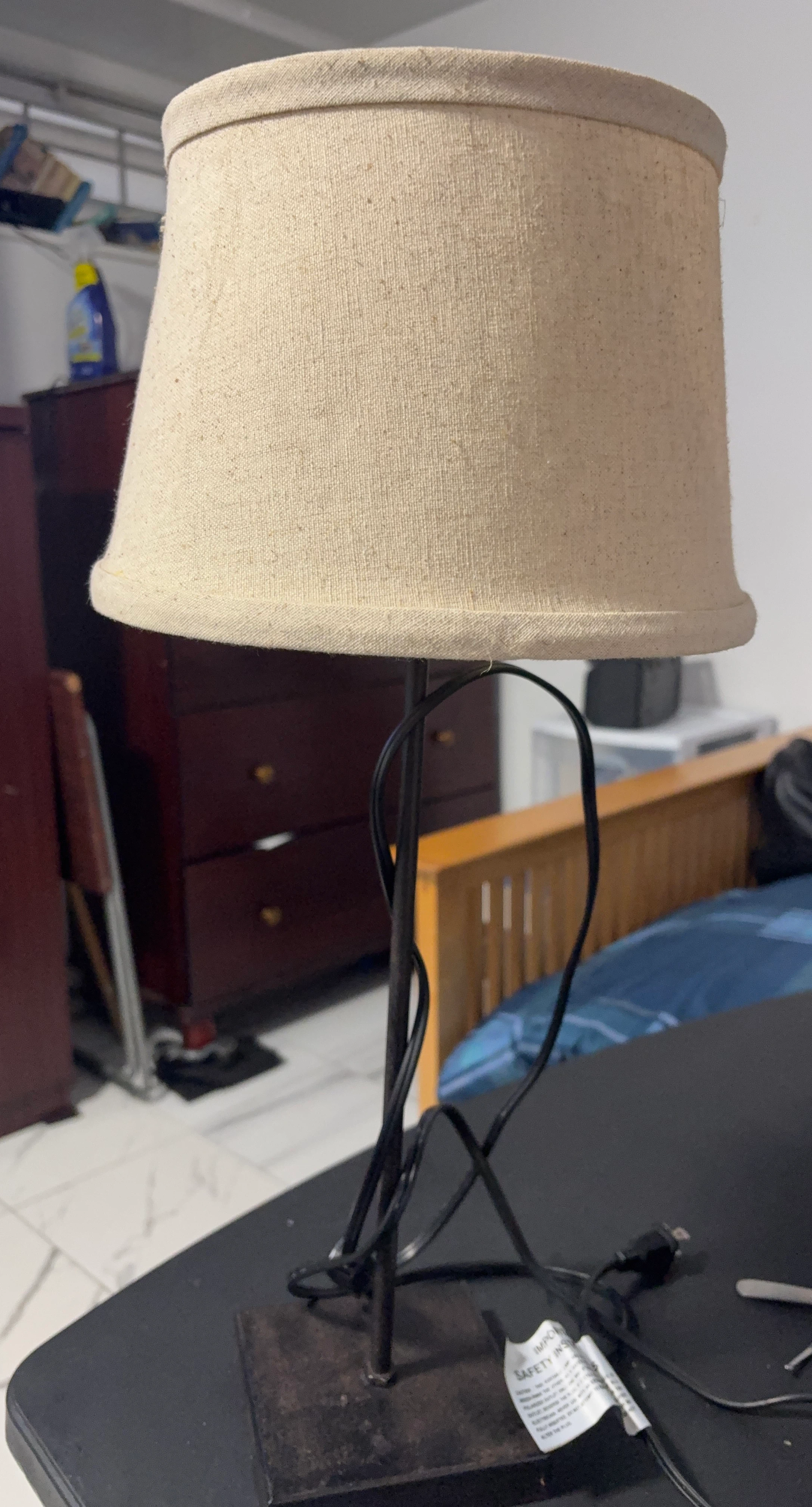 Table Lamp with Beige Fabric Shade