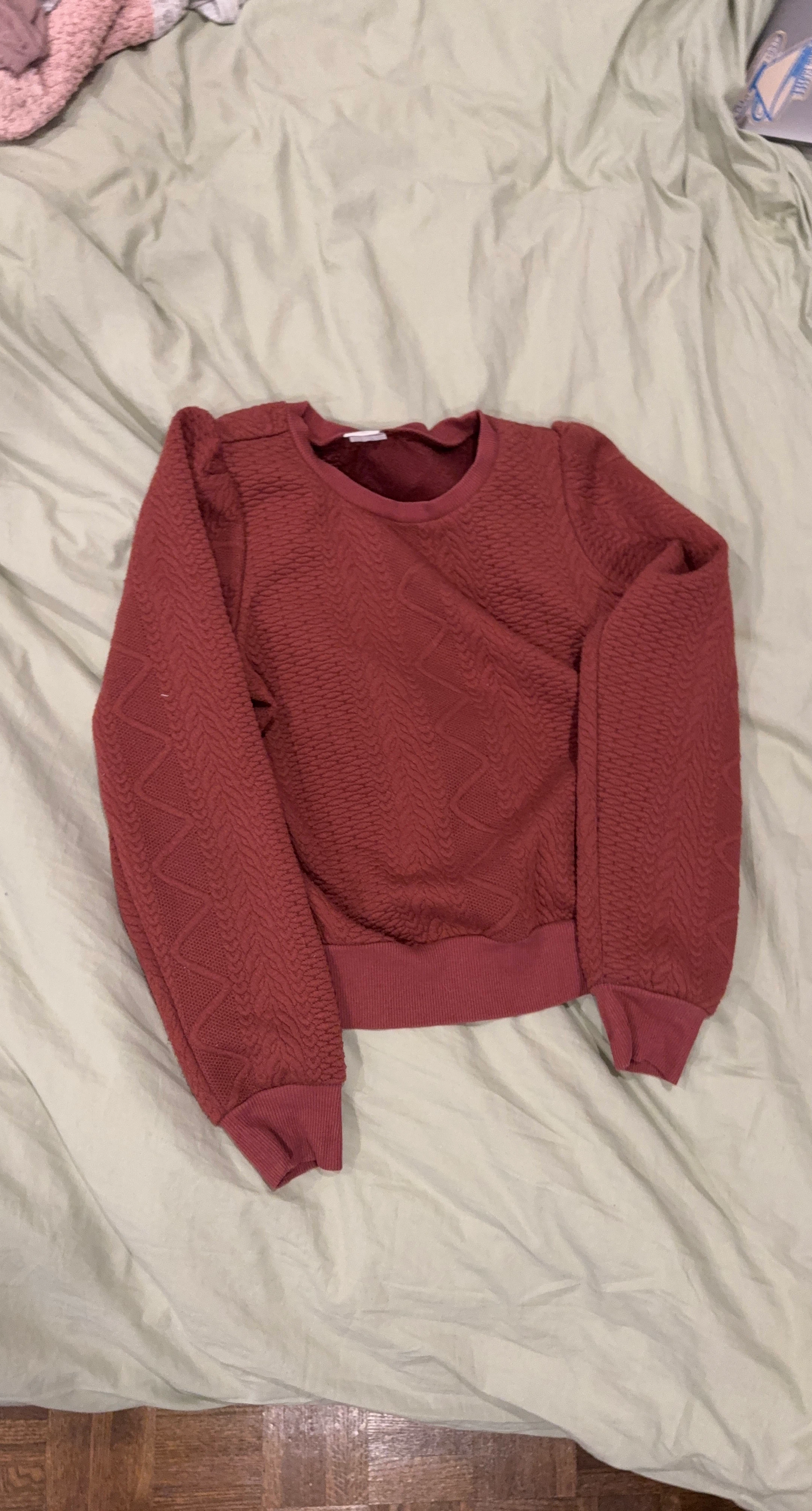 Maroon Textured Crewneck Sweater