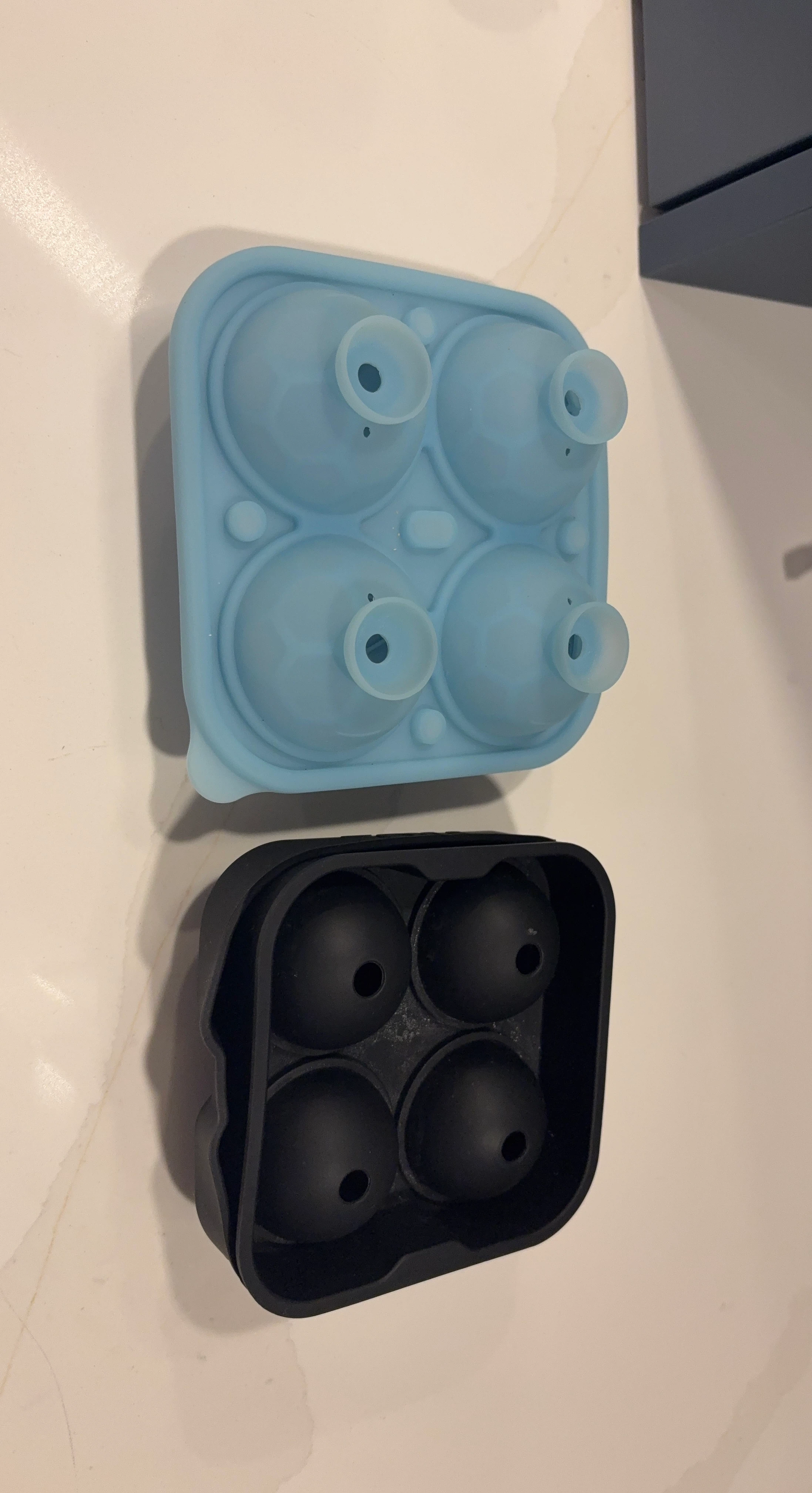 Set of 2 Silicone Ice Ball Molds - Blue and Black