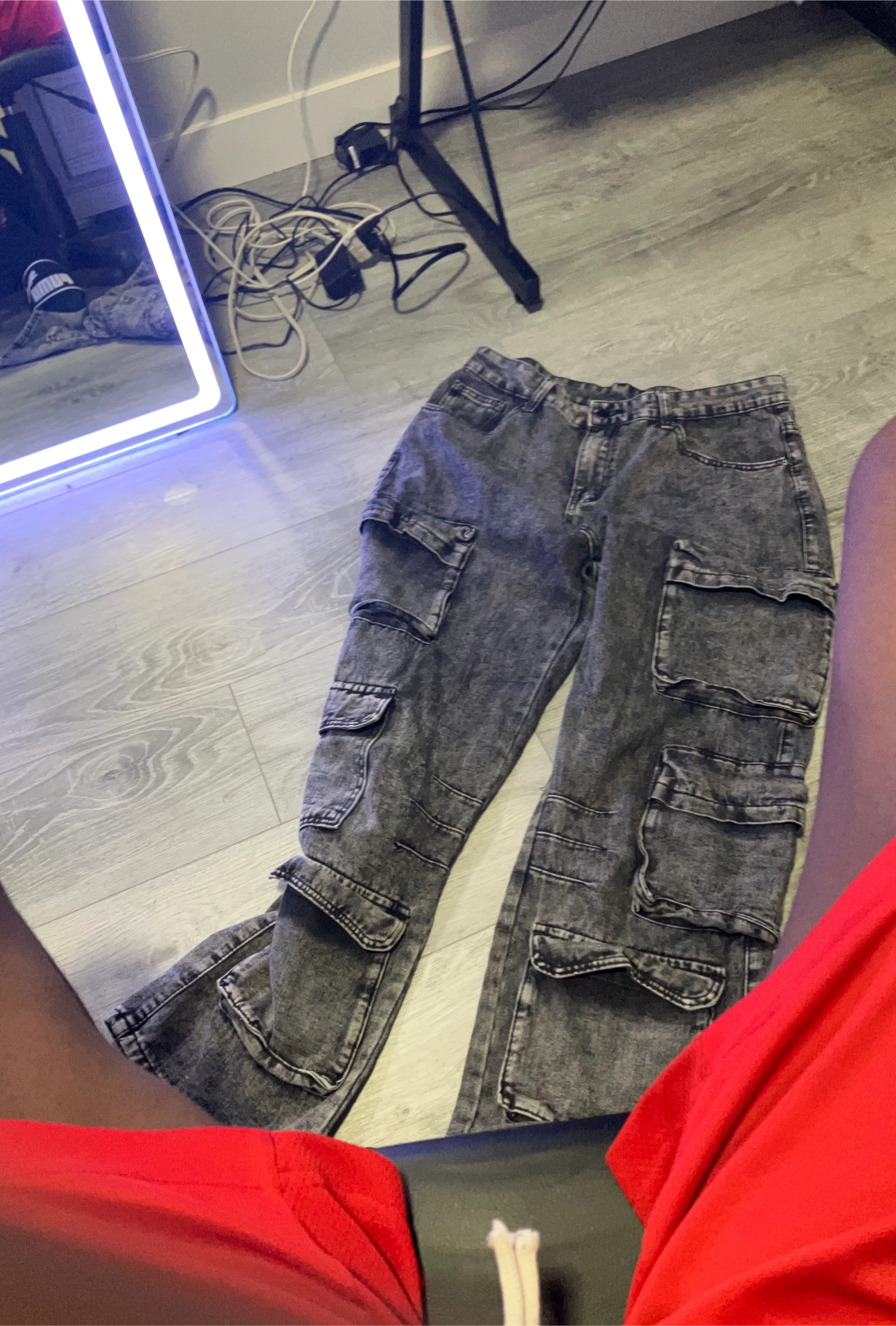 Men's Acid Wash Cargo Pants