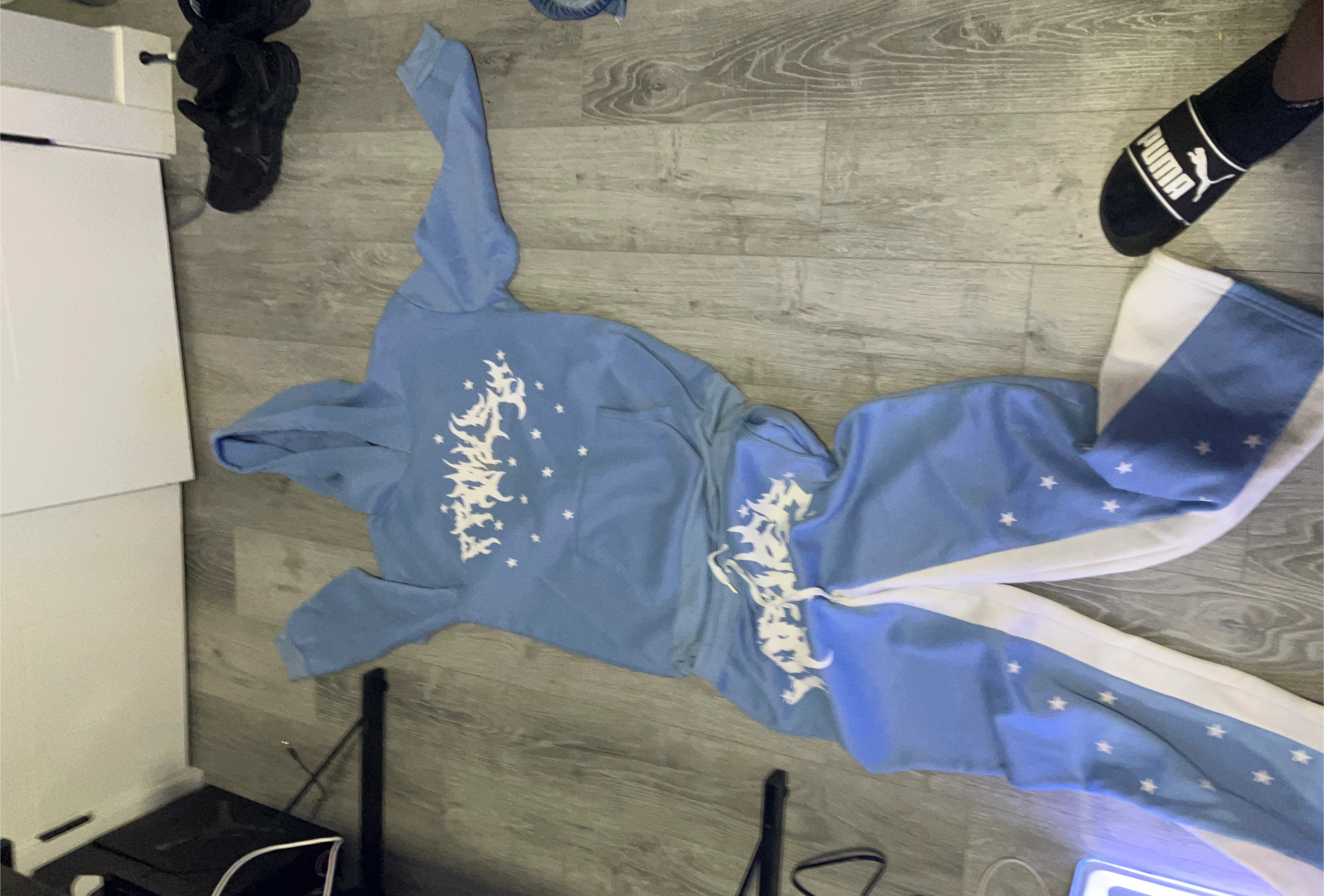 Blue Hoodie and Pants Set with Stars