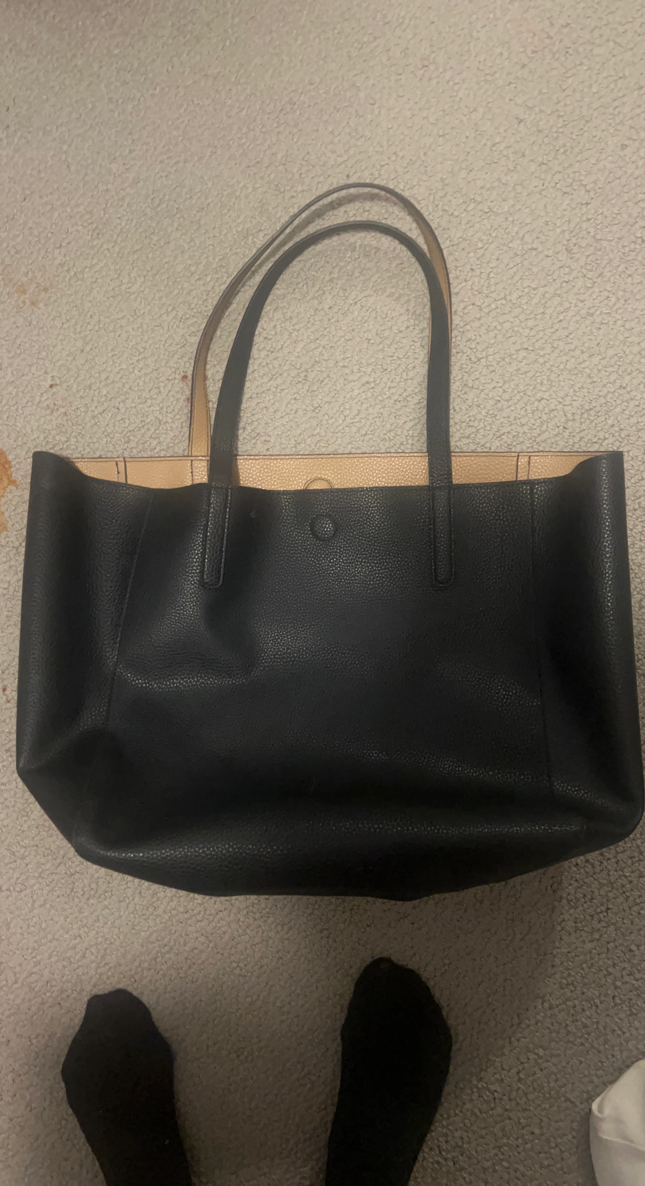 Reversible Tote Bag - Black/Tan