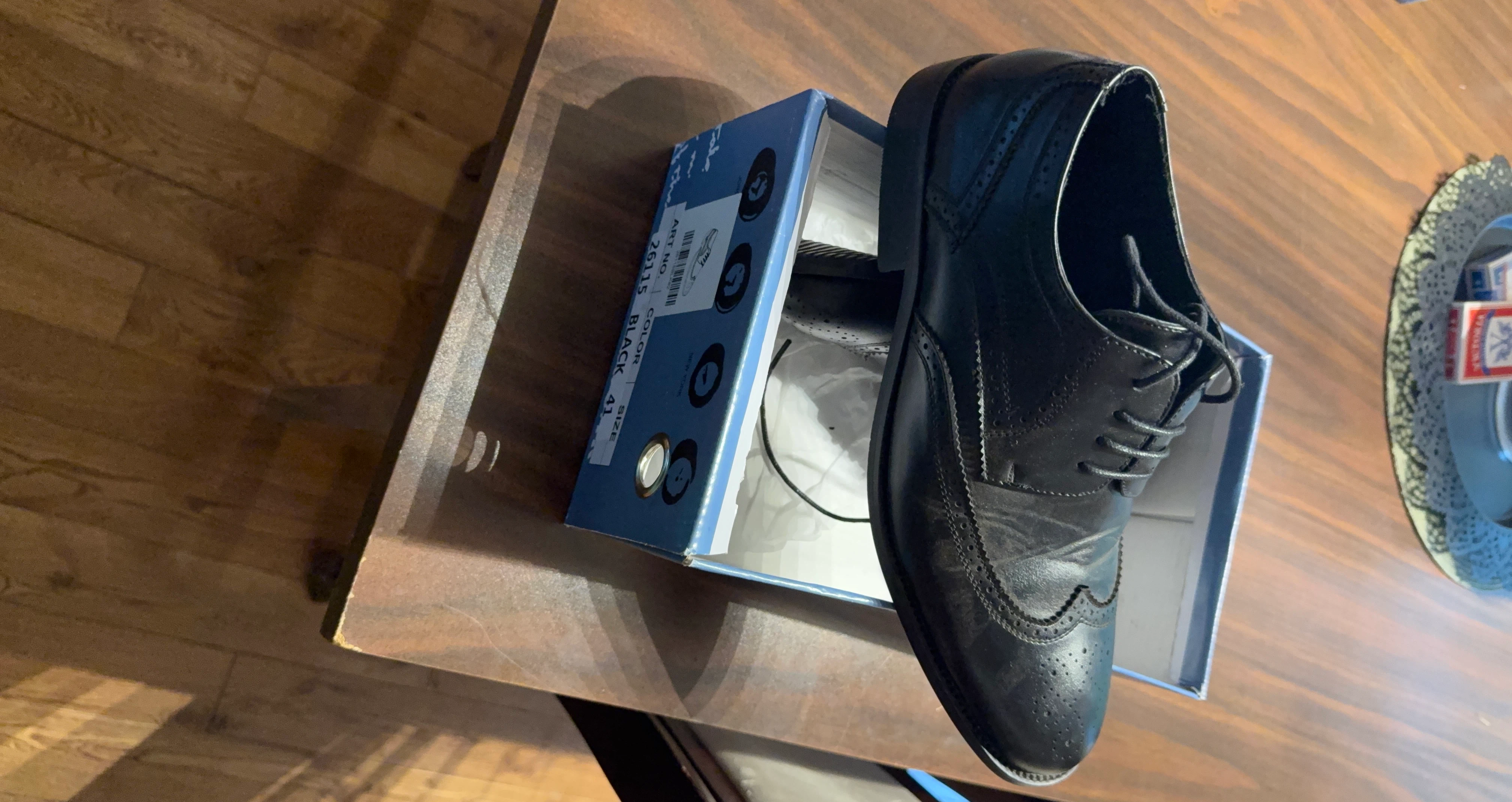 Black Wingtip Oxford Dress Shoes - Size 41