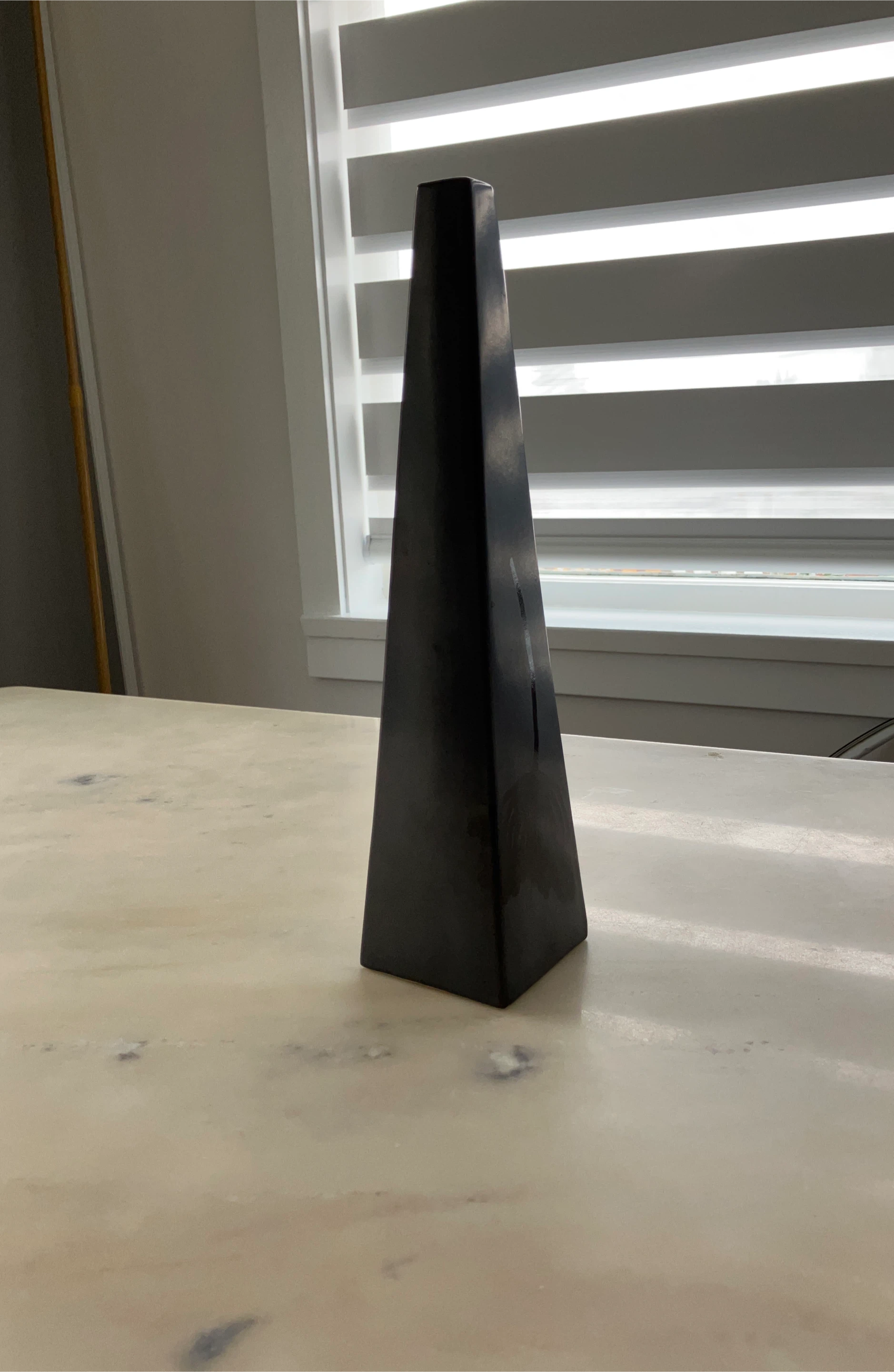 Unique Pyramid-Shaped Vase or Sculpture
