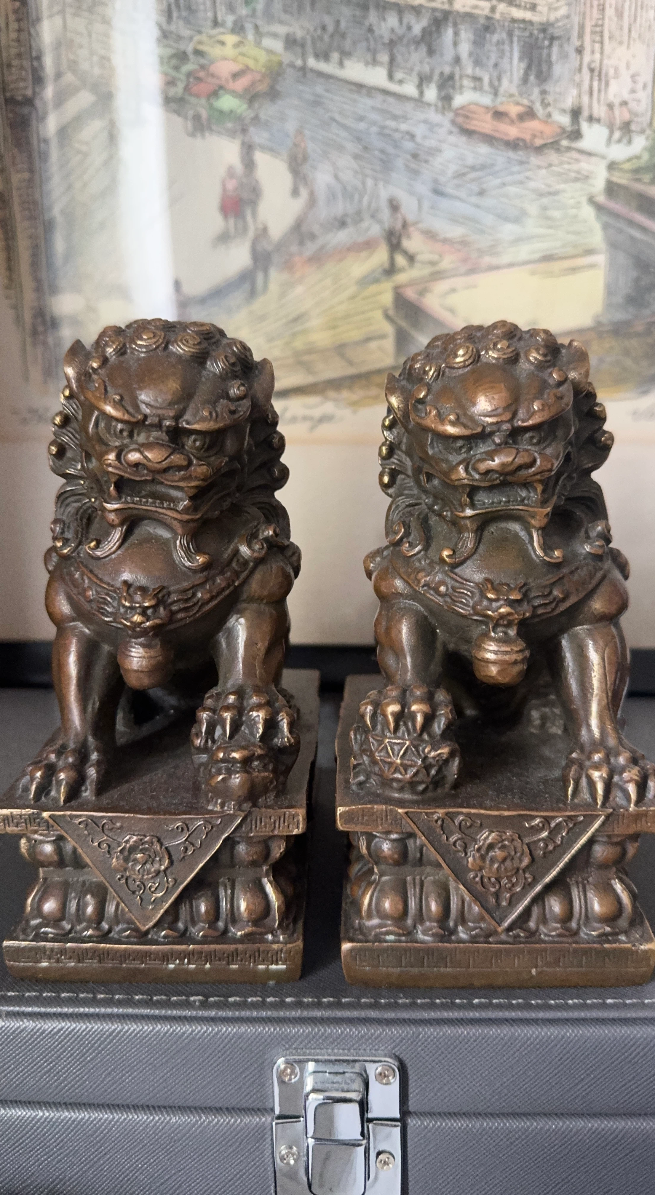 Authentic Bronze Foo Dog Statues
