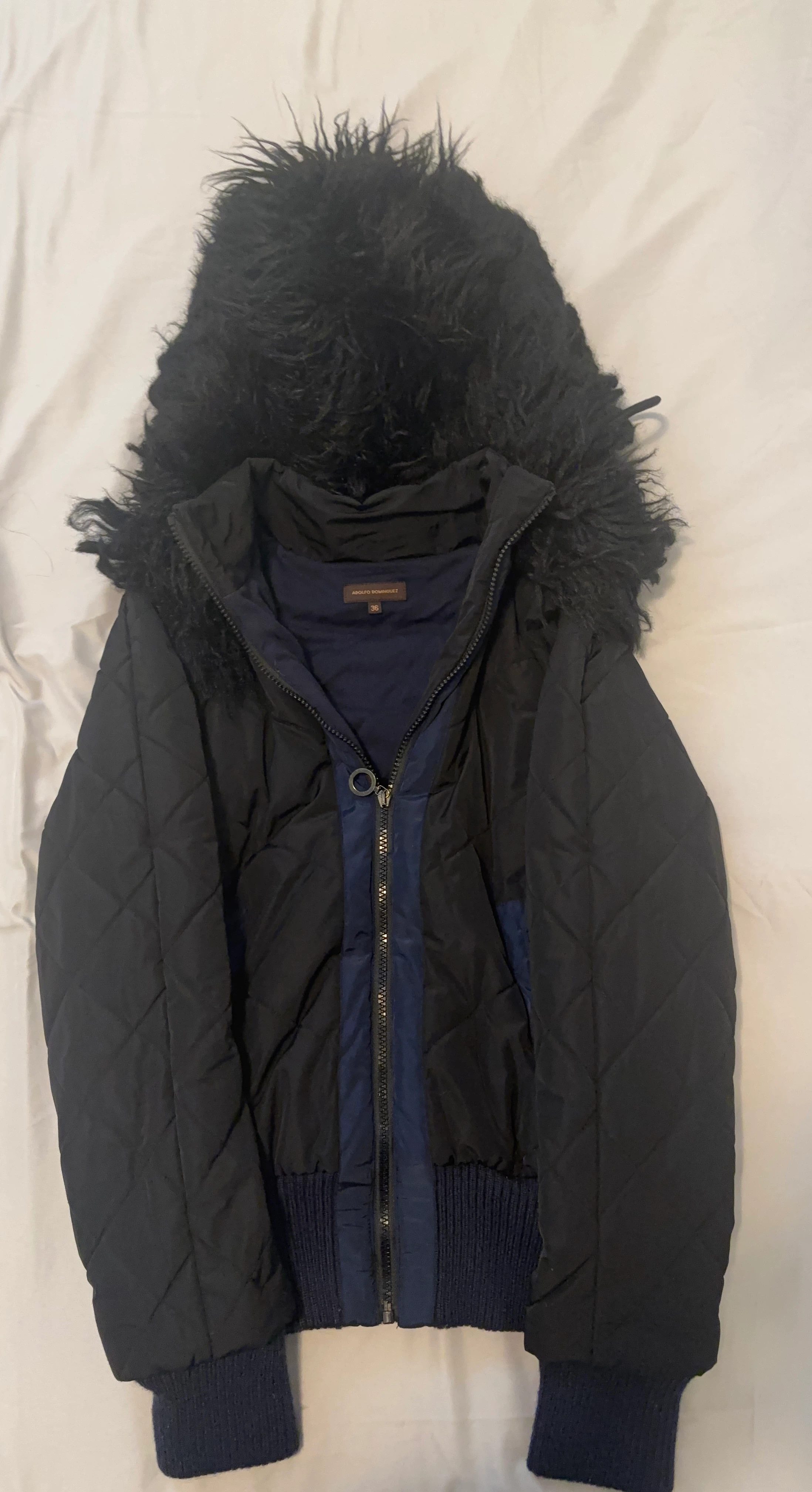 Adolfo Dominguez Quilted Puffer Jacket with Fur Hood