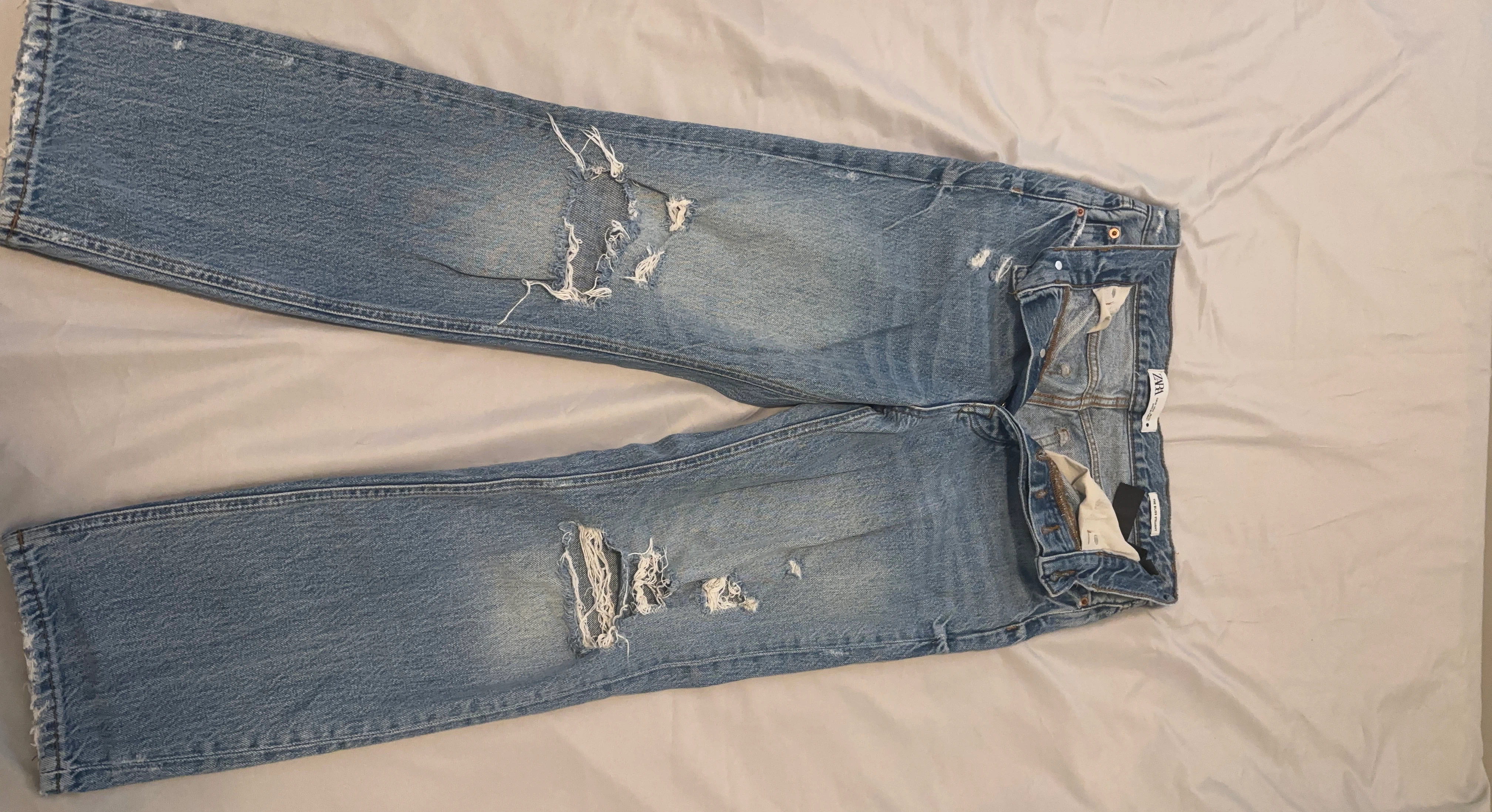 ZARA Blue Distressed Denim Jeans