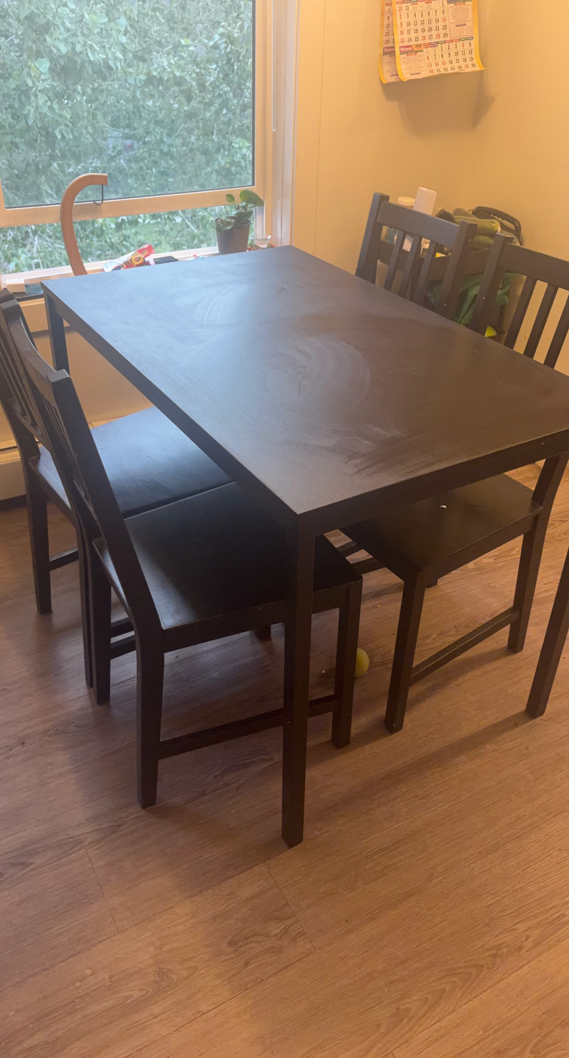 Dark Dining Table with 4 Chairs