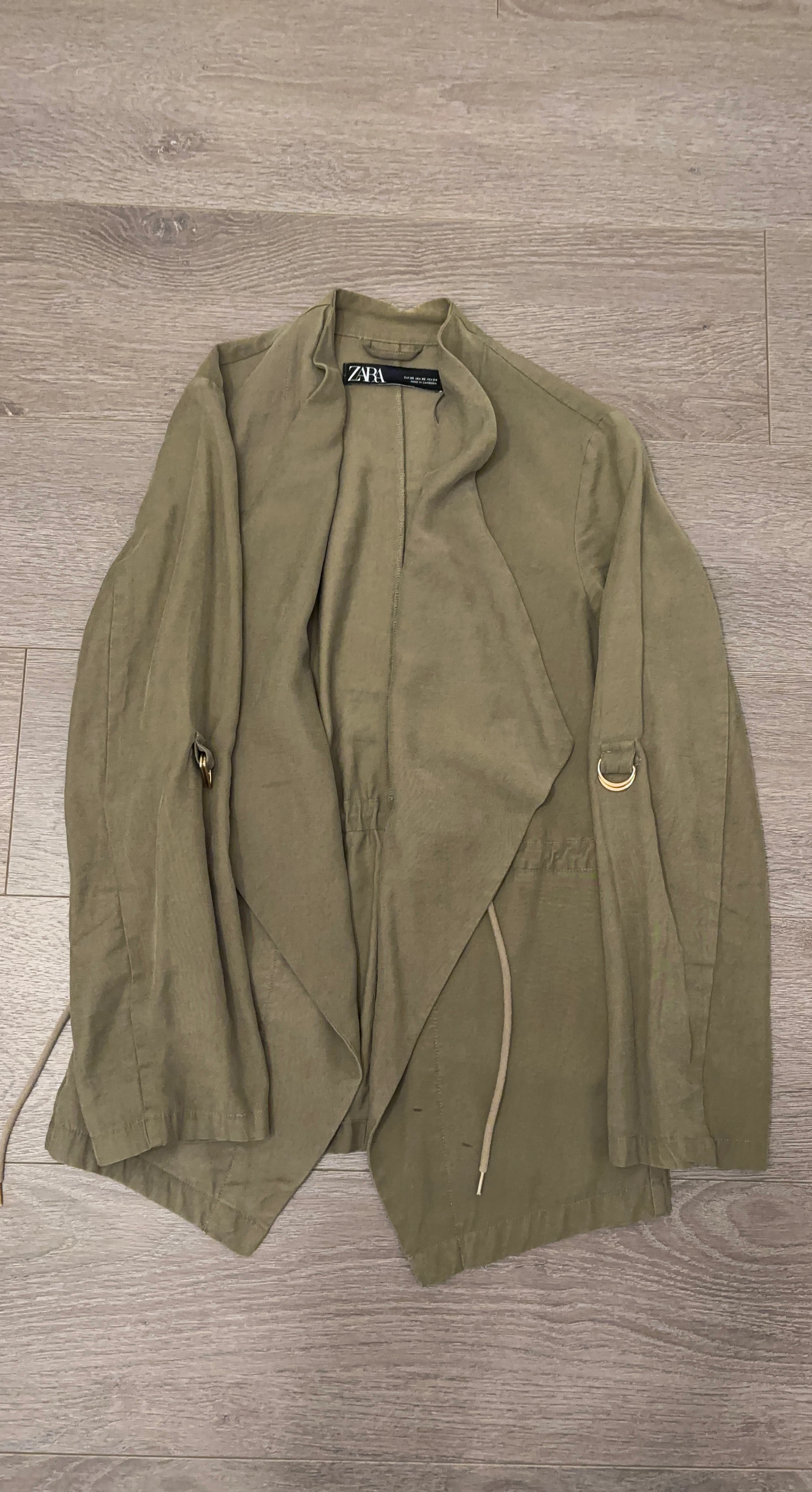 Zara Green Drape Front Jacket