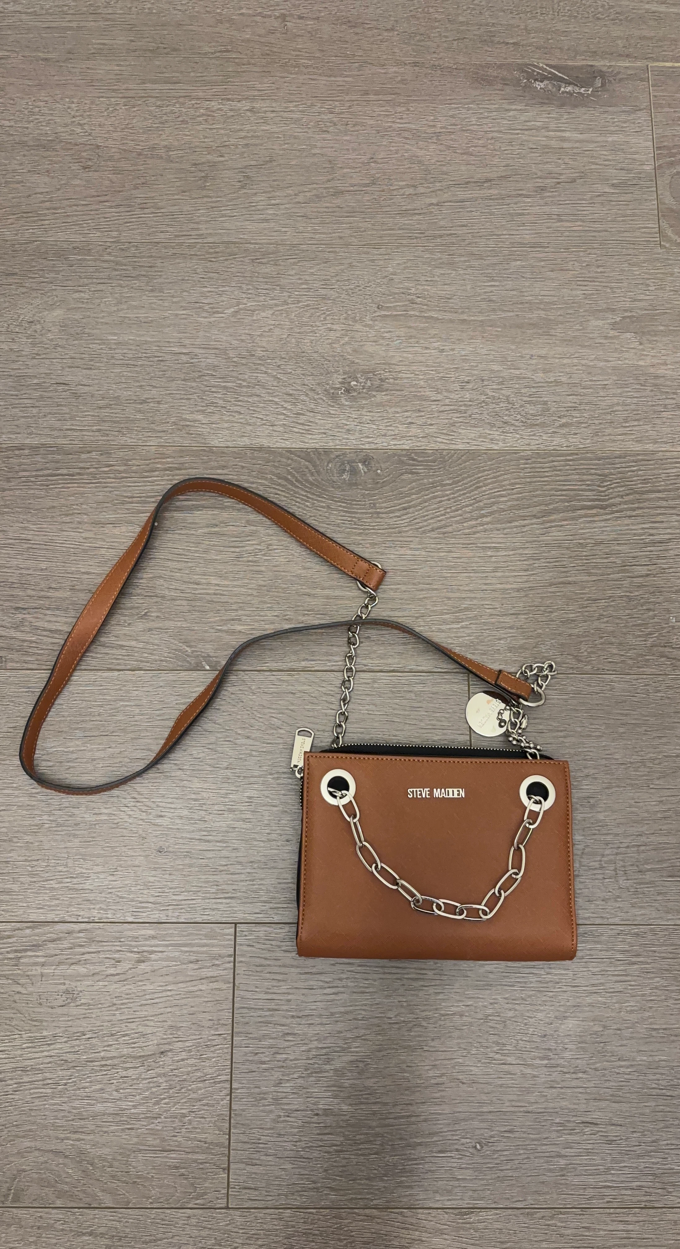 Steve Madden Brown Chain Detail Crossbody Bag