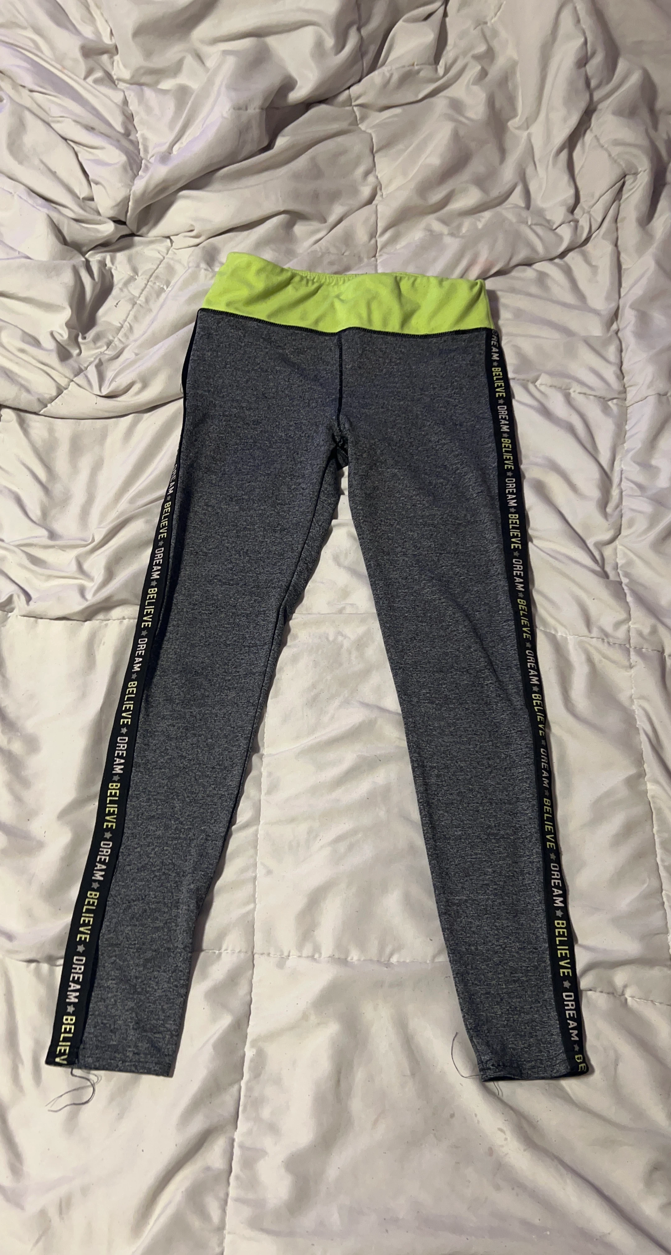 Grey Leggings with Neon Waistband