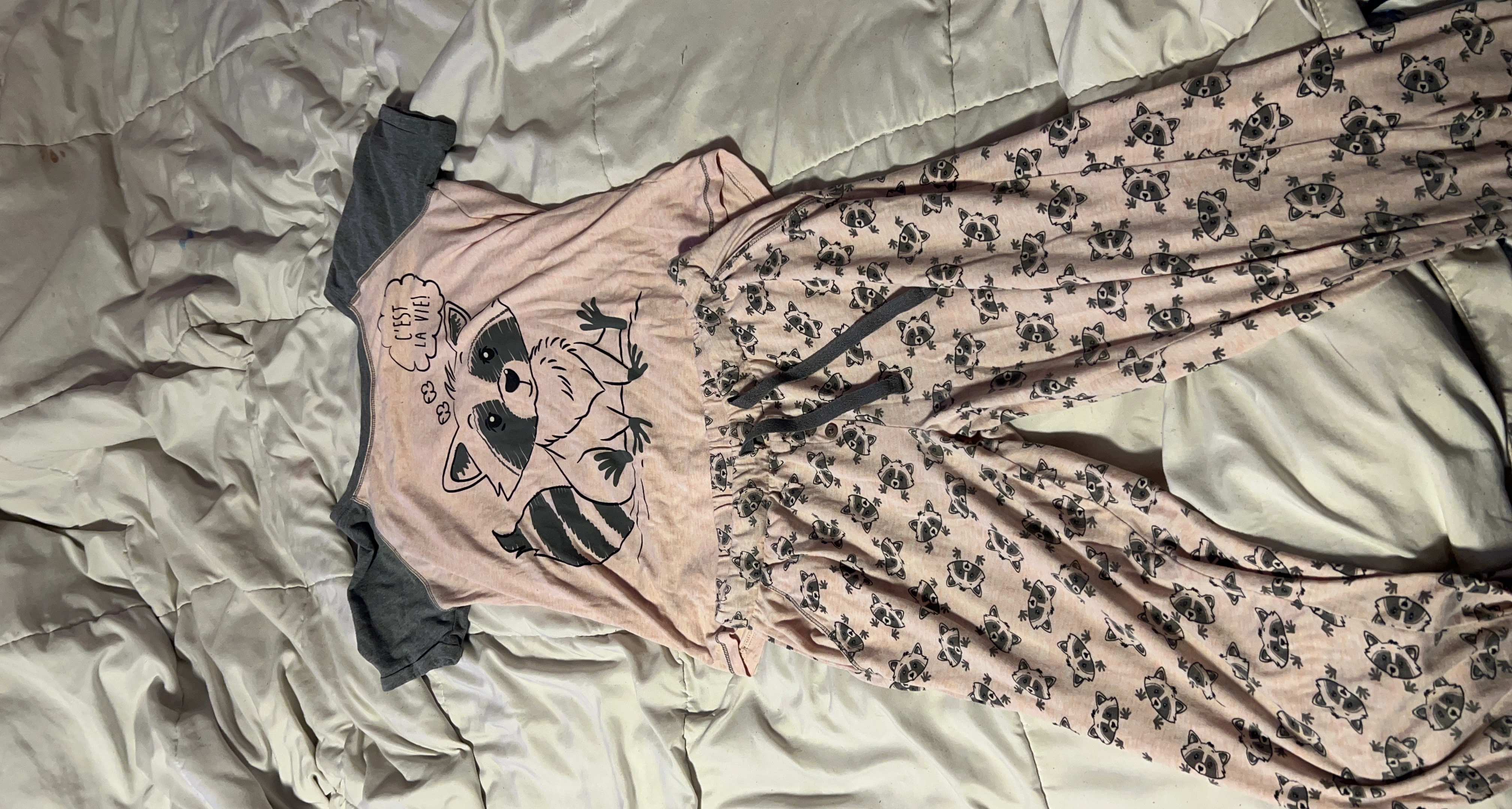 Pink Raccoon Pajama Set
