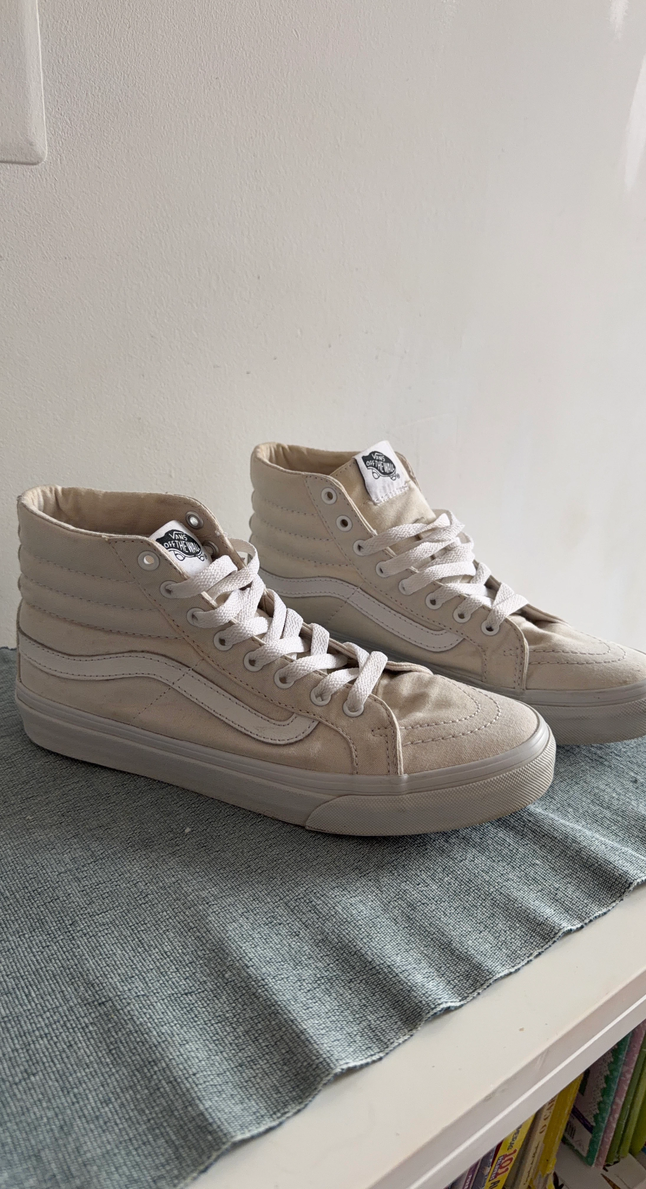 Vans Sk8-Hi Cream Canvas High Top Sneakers