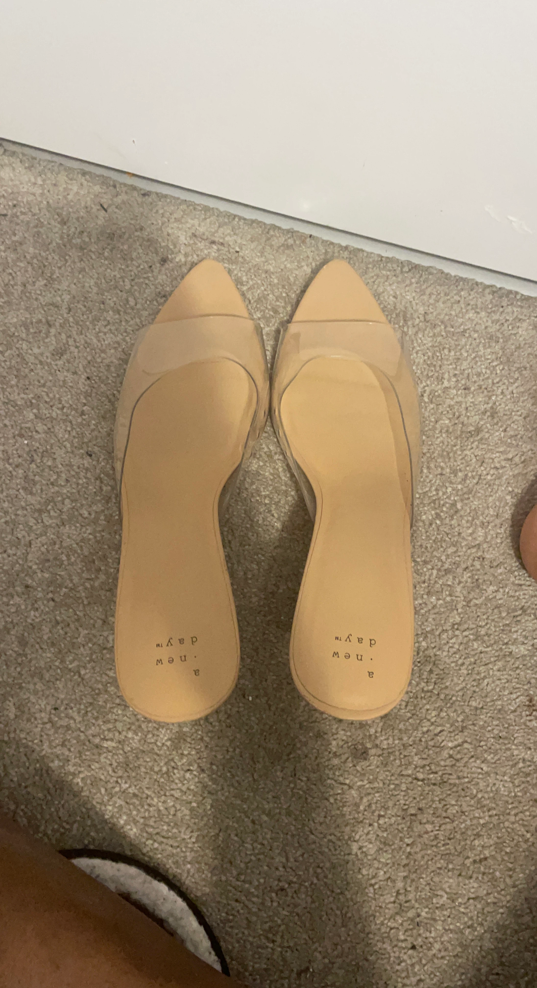 A New Day Clear Mule Heels Size 11