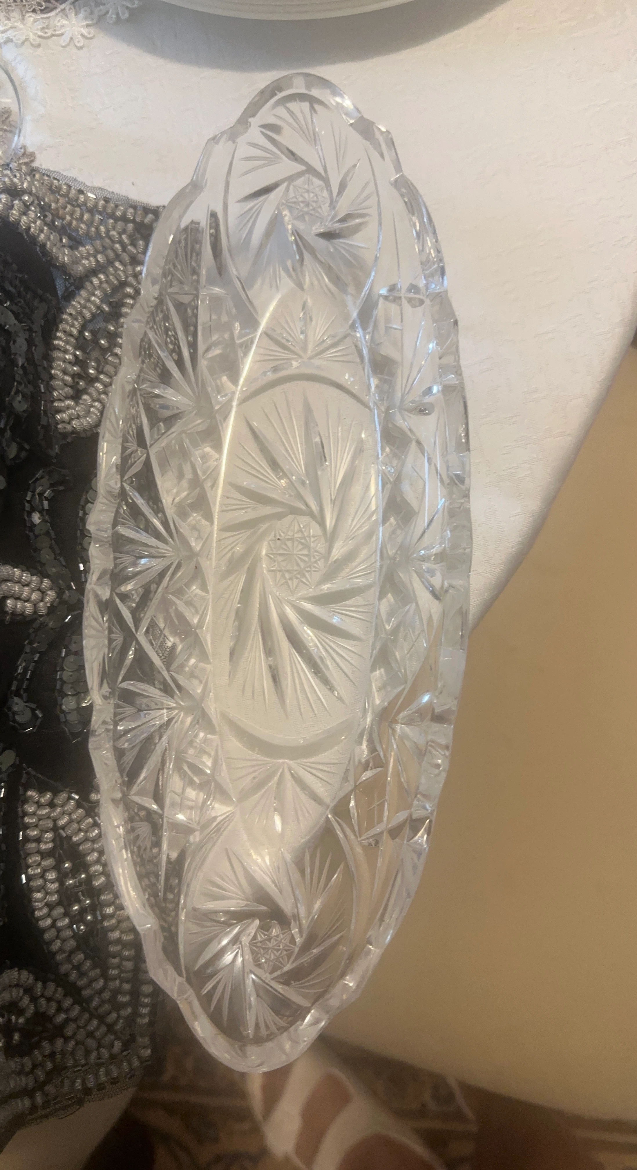 Crystal Serving Dish with Starburst Pattern