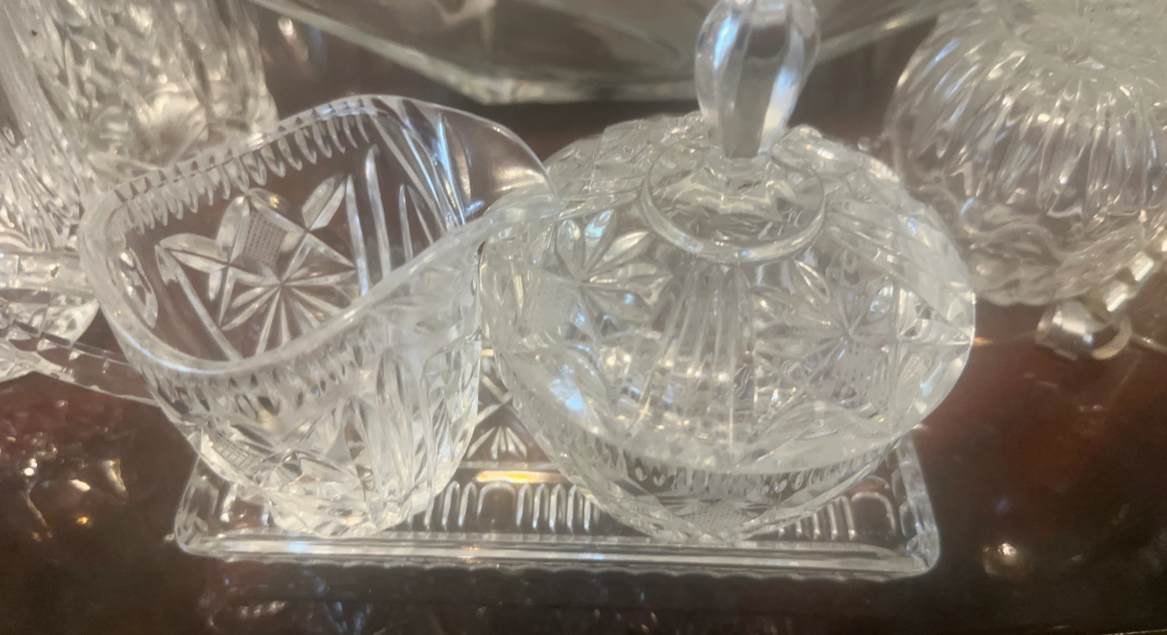 Crystal Sugar Bowl and Creamer Set