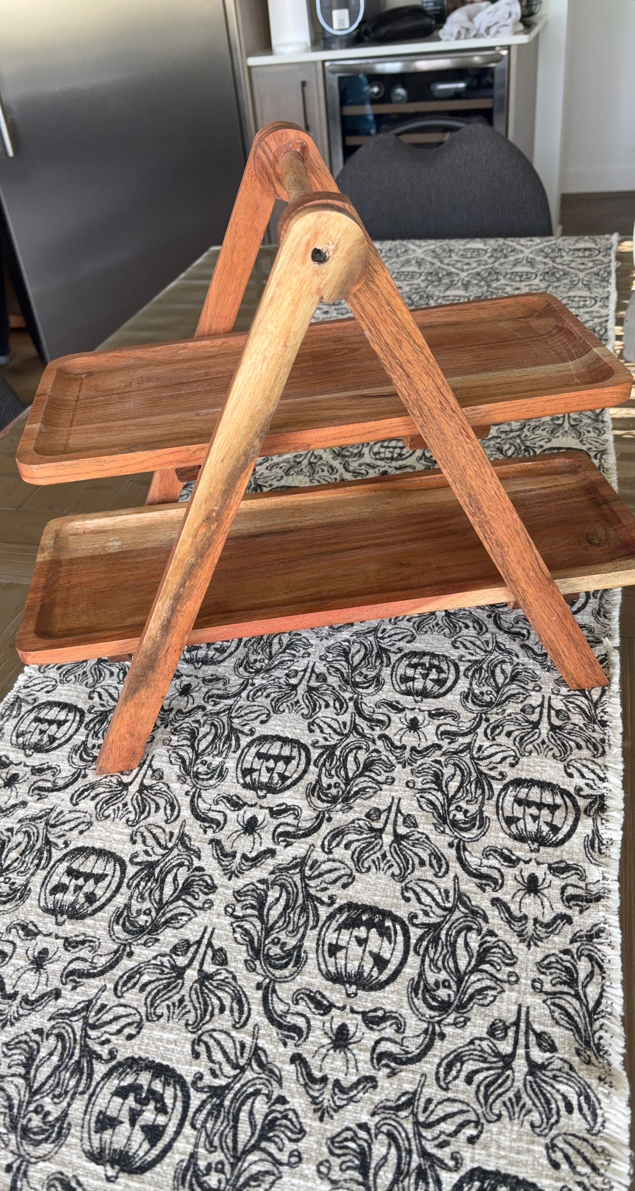 Two-Tiered Wooden Serving Tray