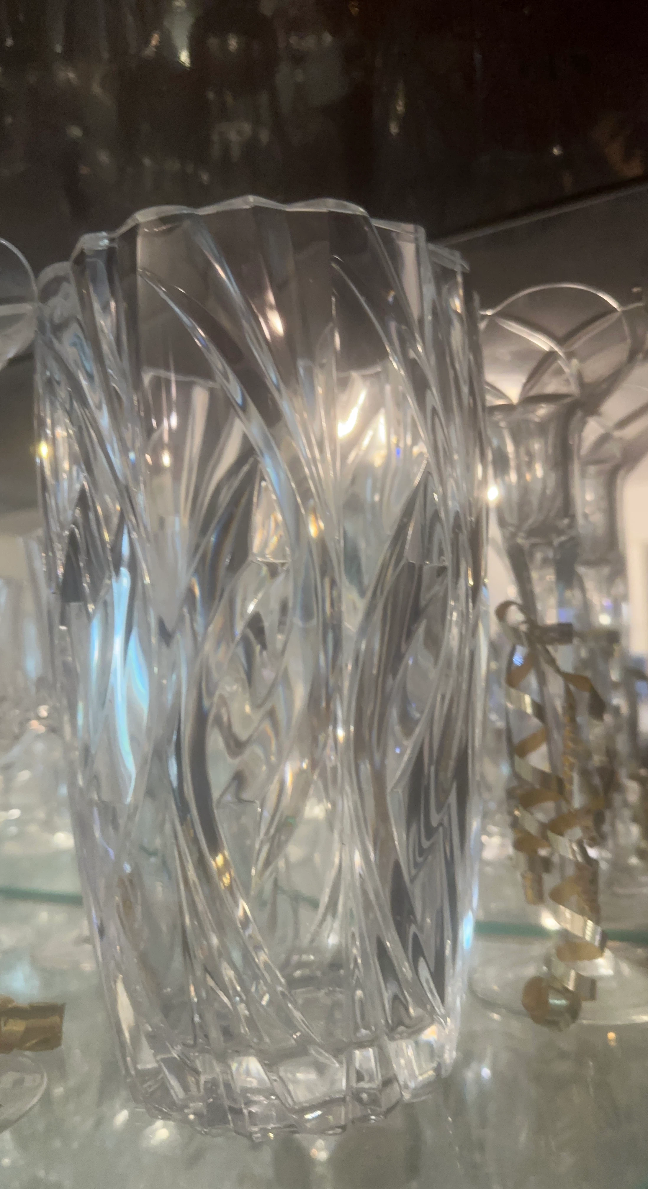 Crystal Vase with Swirl Design