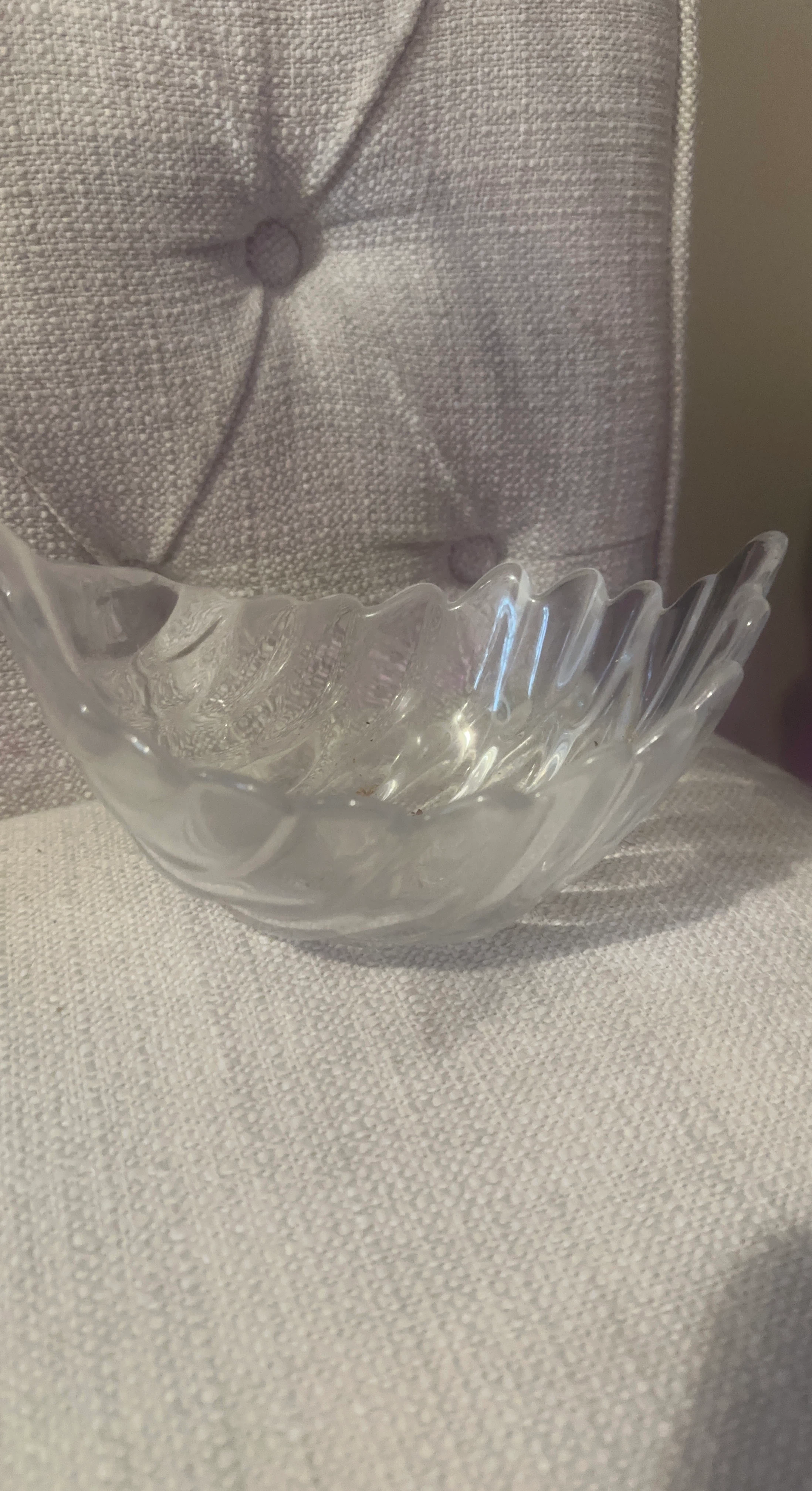 Clear glass serving bowl