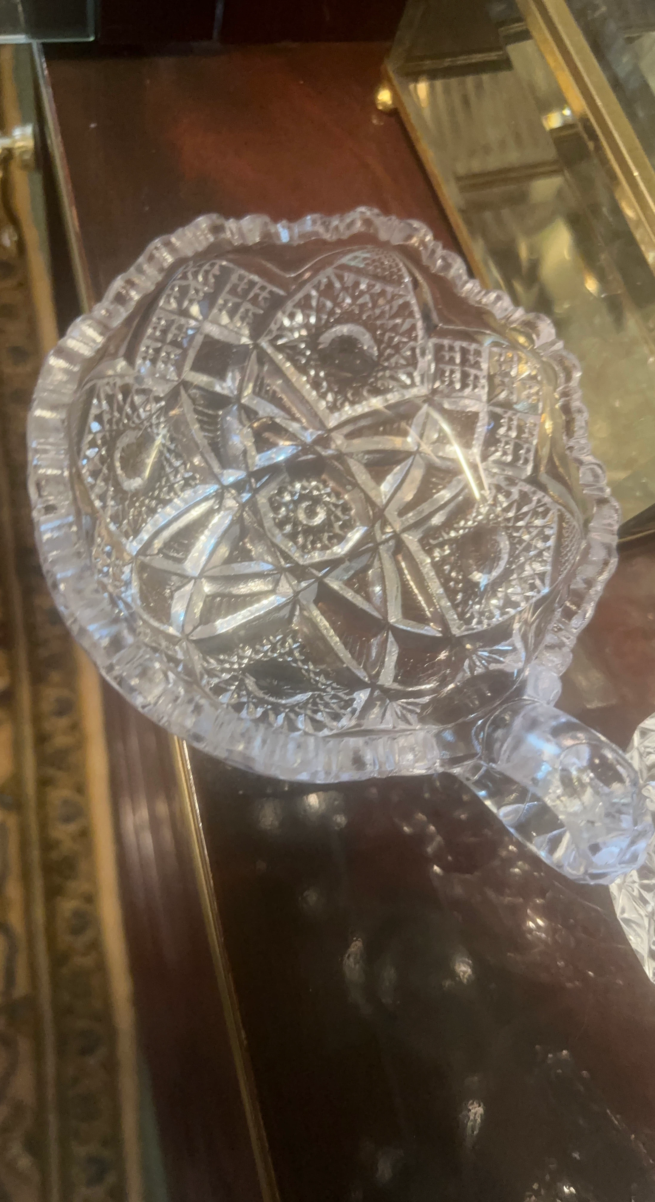 Crystal Glass Serving Bowl with Handle