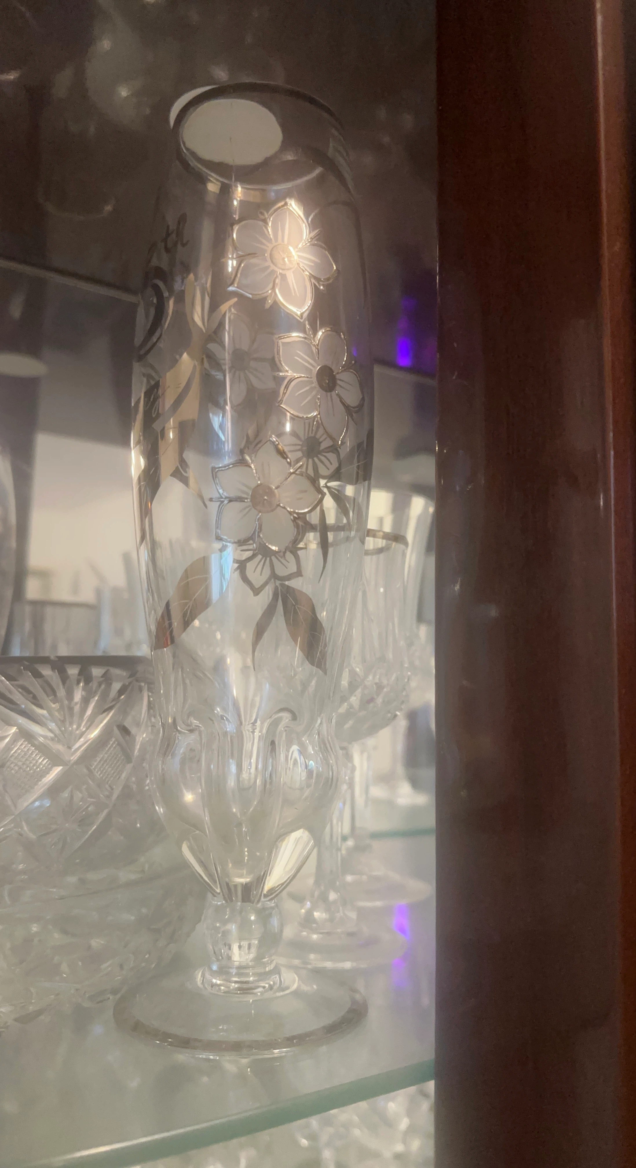 Glass Vase with Floral Design