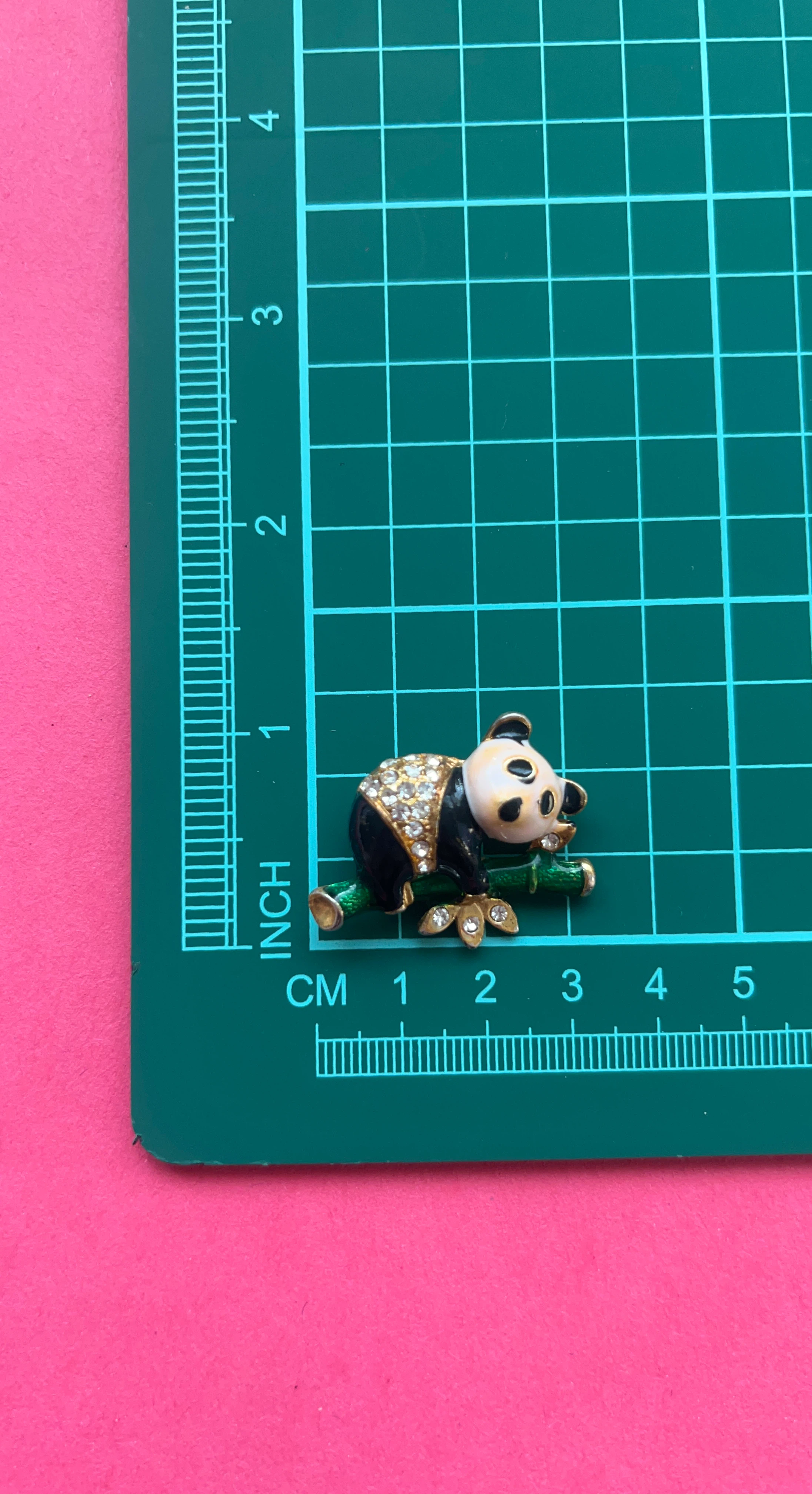 Panda on Bamboo Brooch