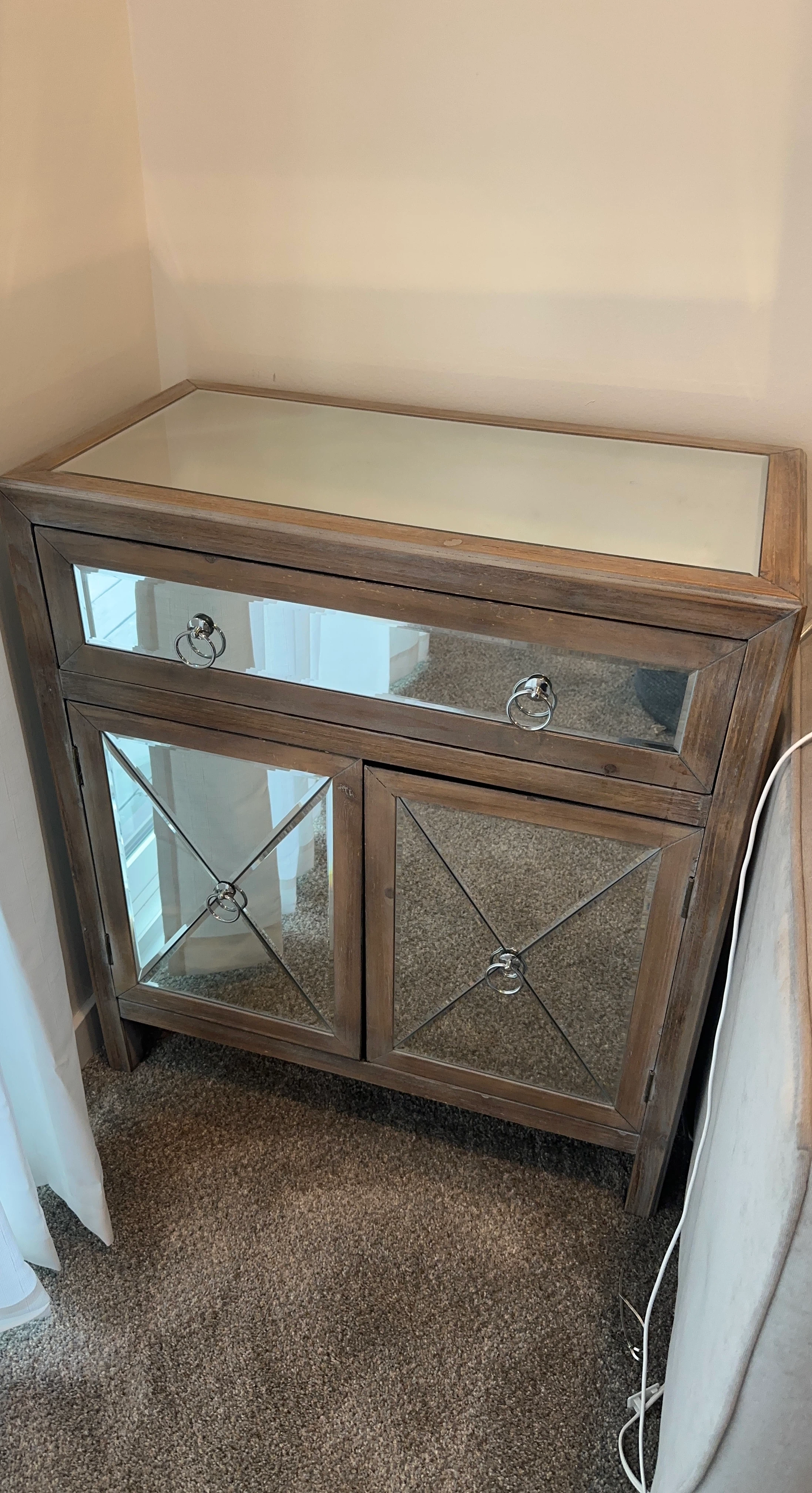 Mirrored Wood Cabinet