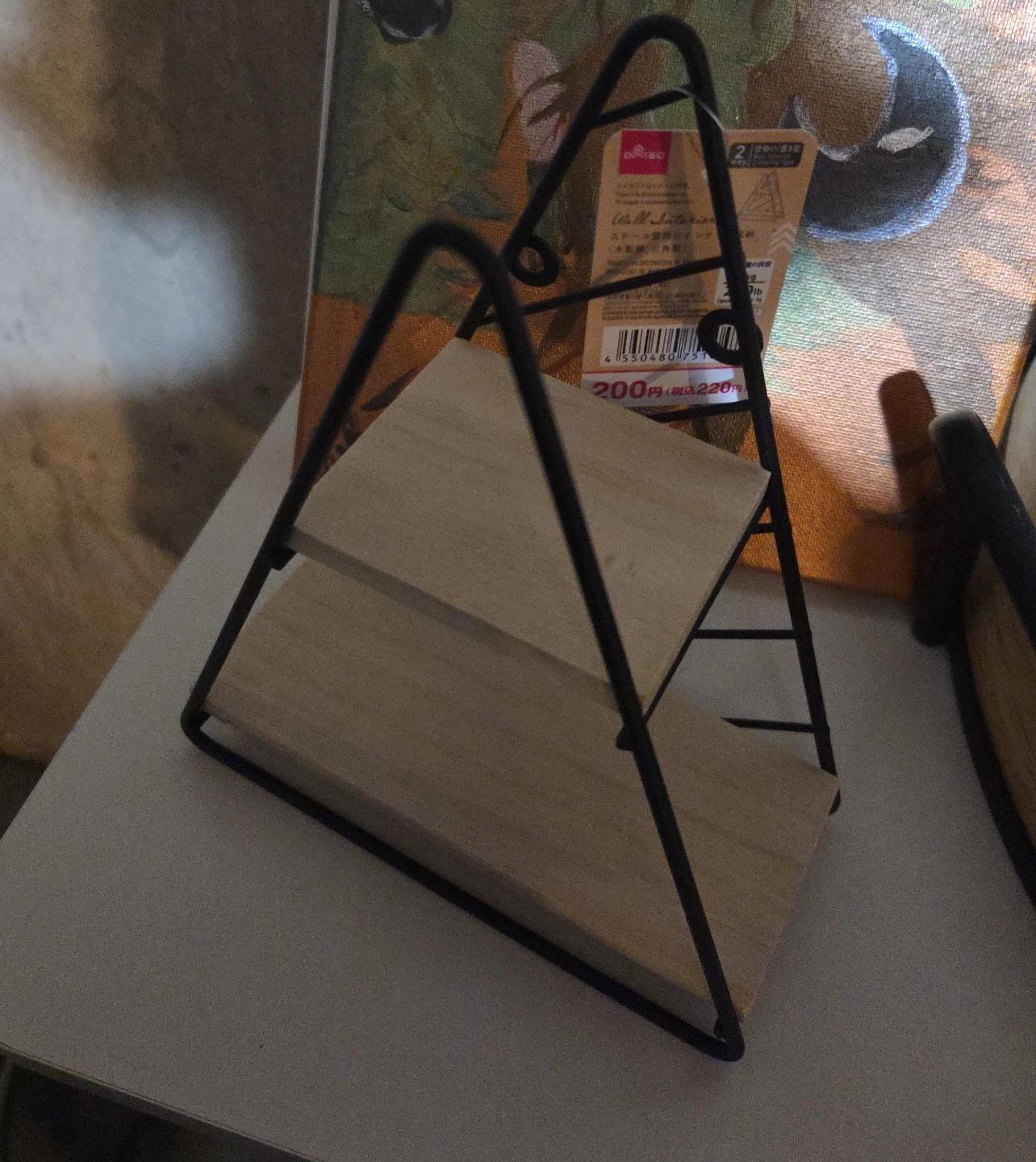 DAISO 2-Tier Metal & Wood Display Shelf