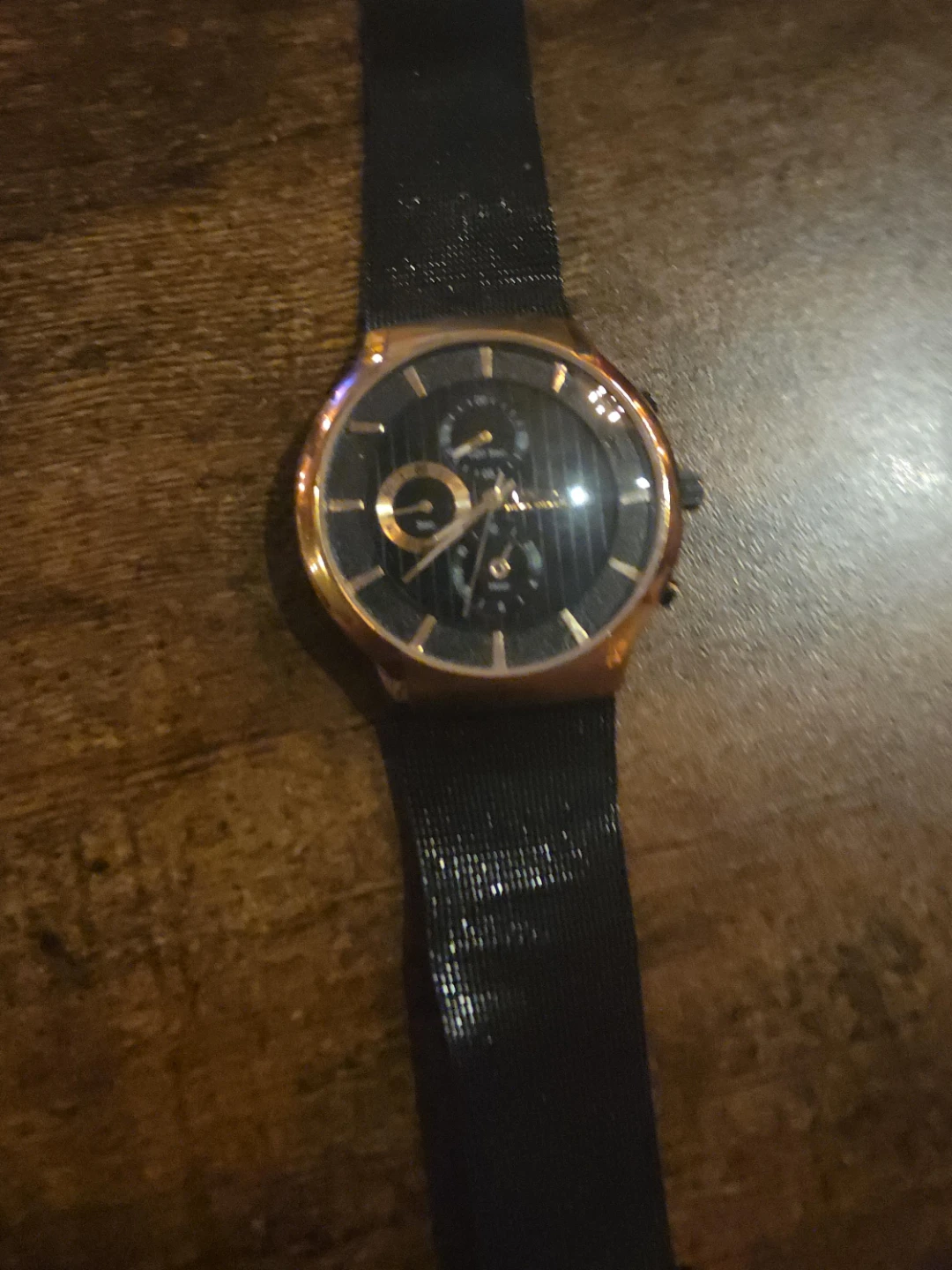 Men's Rose Gold & Black Watch