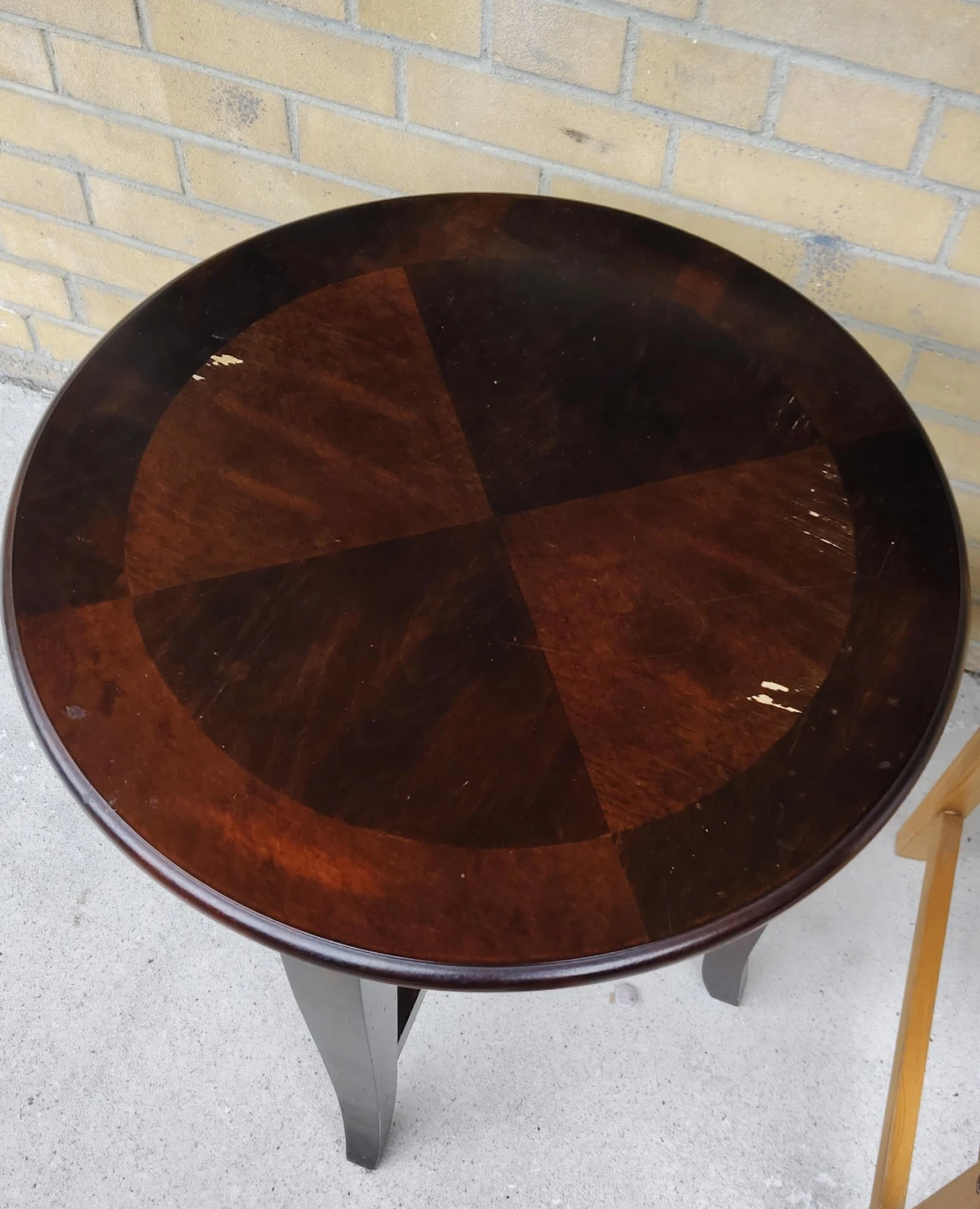 Round Dark Wood Accent Table