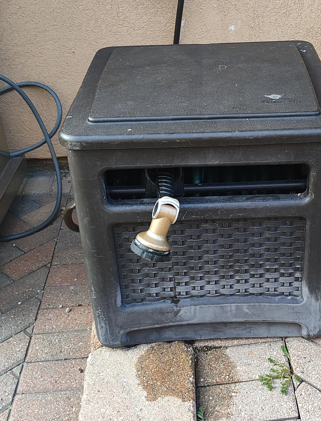 Black Outdoor Hose Reel Storage Box