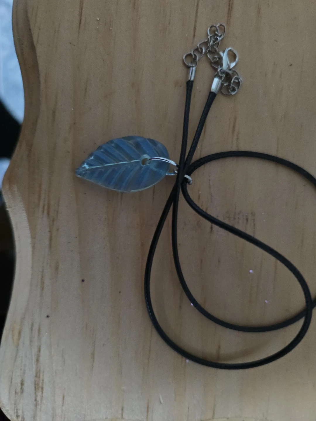 Handmade Blue Leaf Pendant Necklace