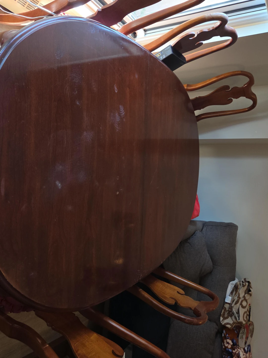 Cherry Hardwood Dining Table with 10 Chairs