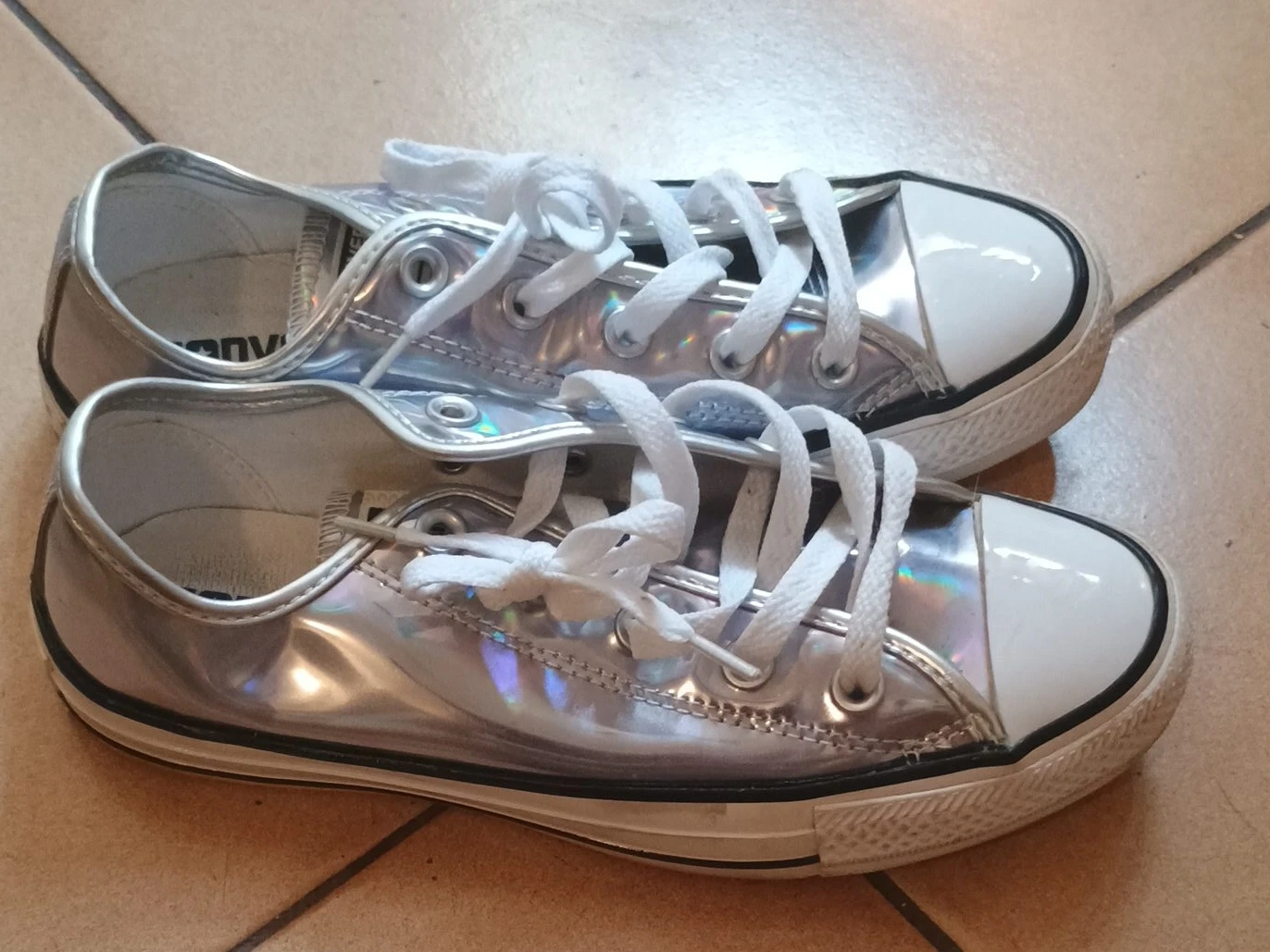 Women's Converse All Star Silver Holographic Sneakers