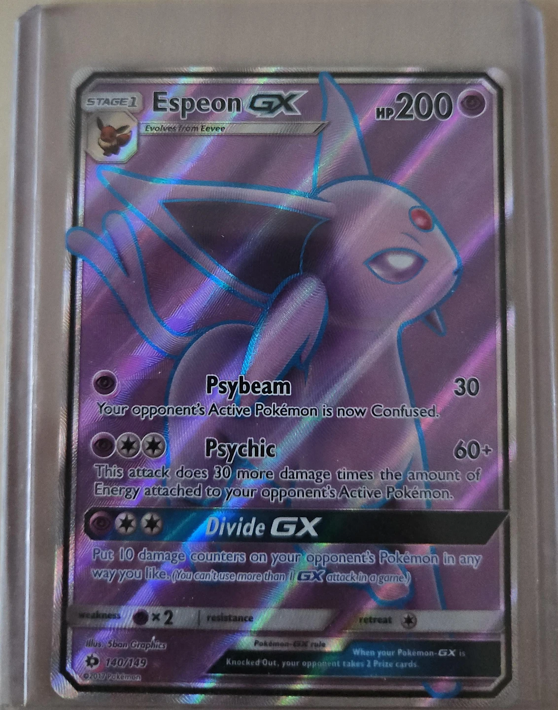 Pokémon Espeon GX #140/149 – Sun & Moon Base Set – Full Art