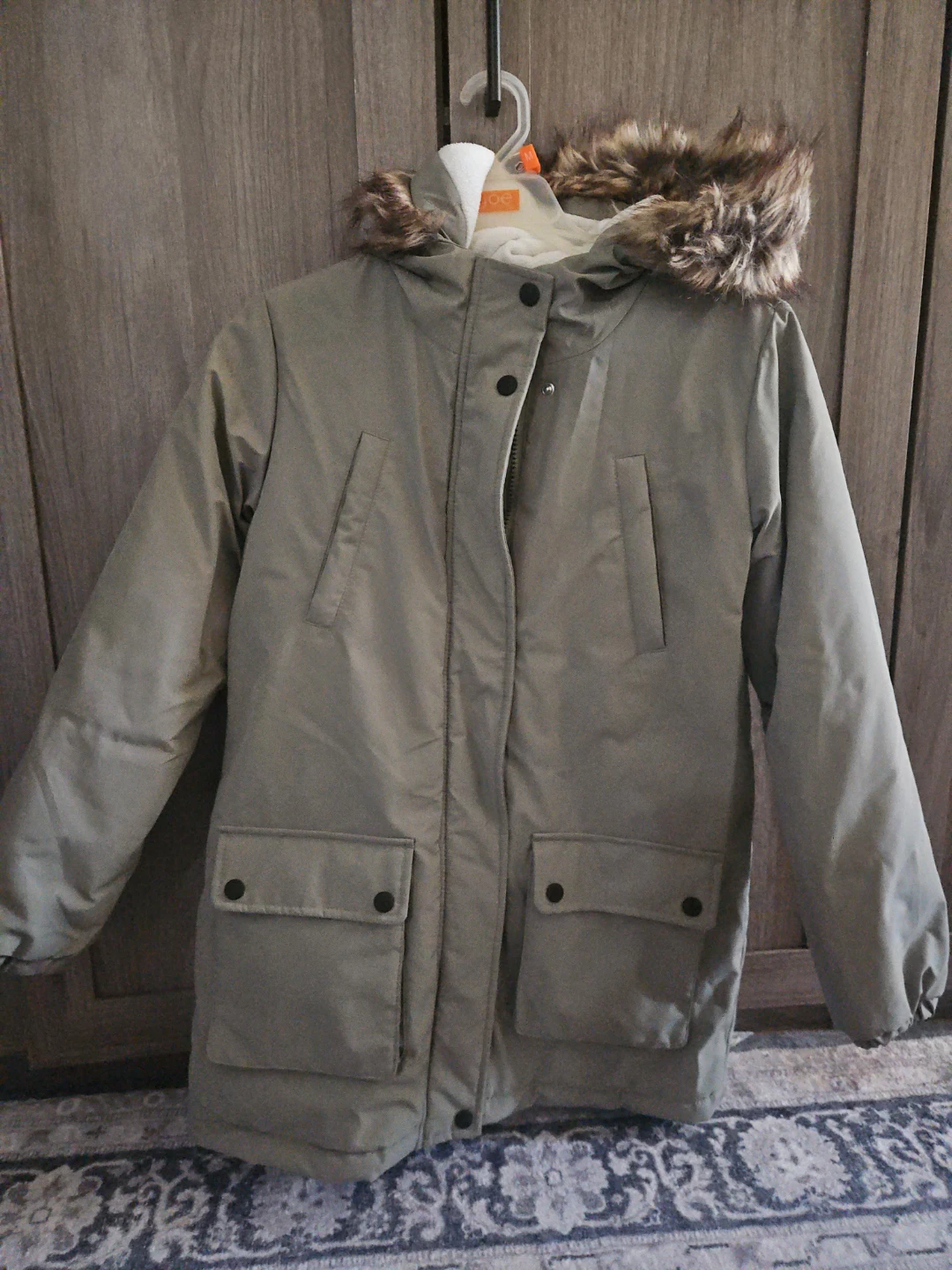 Joe Fresh Olive Green Parka with Faux Fur Hood