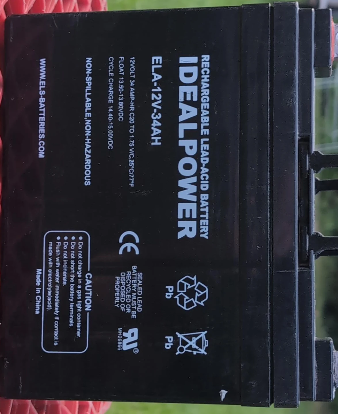 IDEALPOWER ELA-12V-34AH Rechargeable Lead-Acid Battery