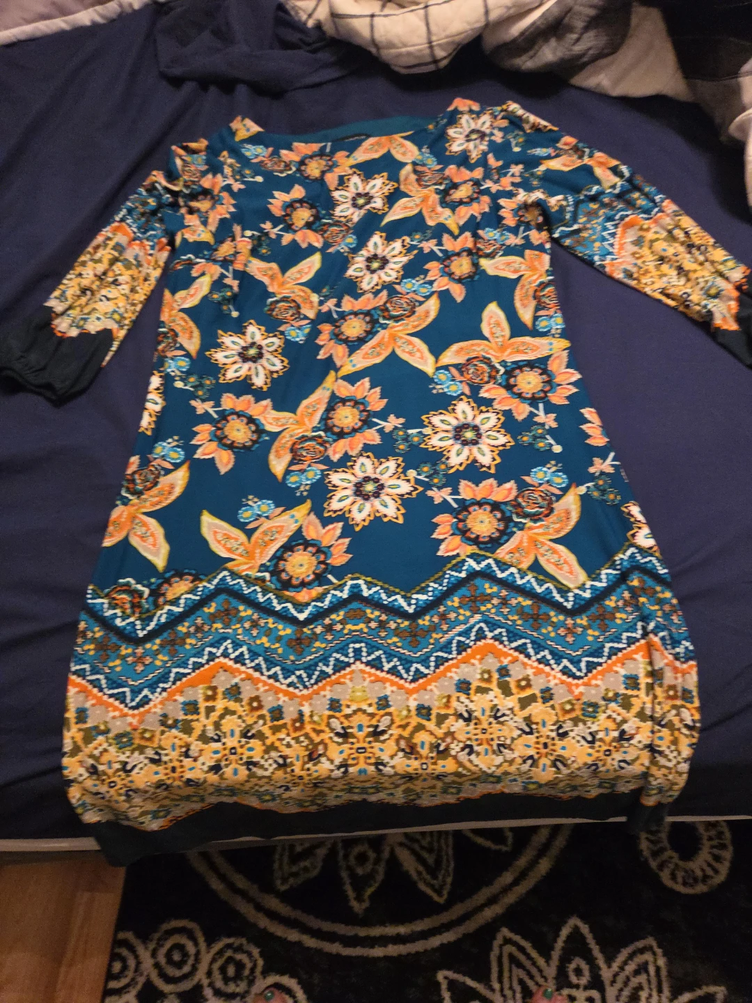 Enfocus Women's Printed Long Sleeve Dress