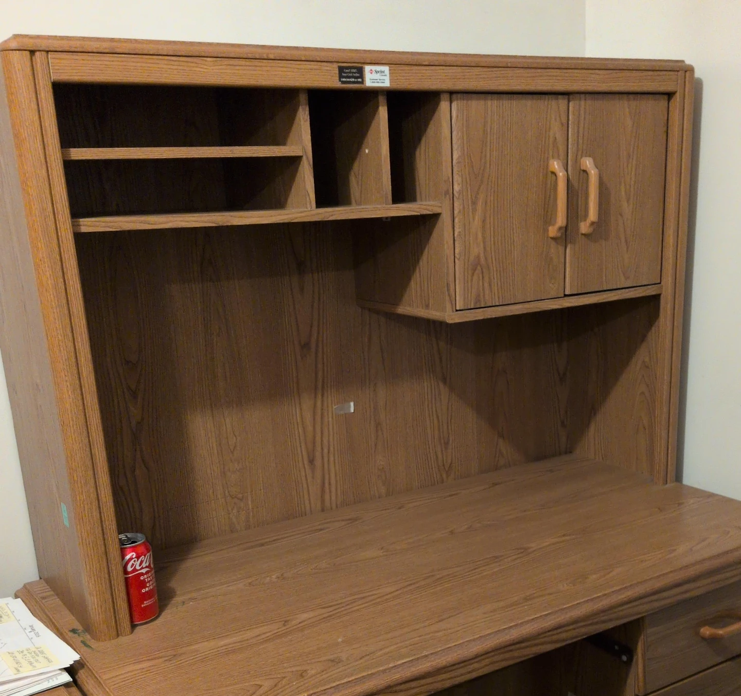 Wooden Desk with Hutch
