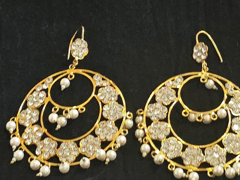 Gold-tone Chandelier Earrings with Faux Pearls