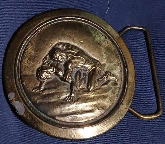 Vintage Metal Belt Buckle - Wrestling Scene