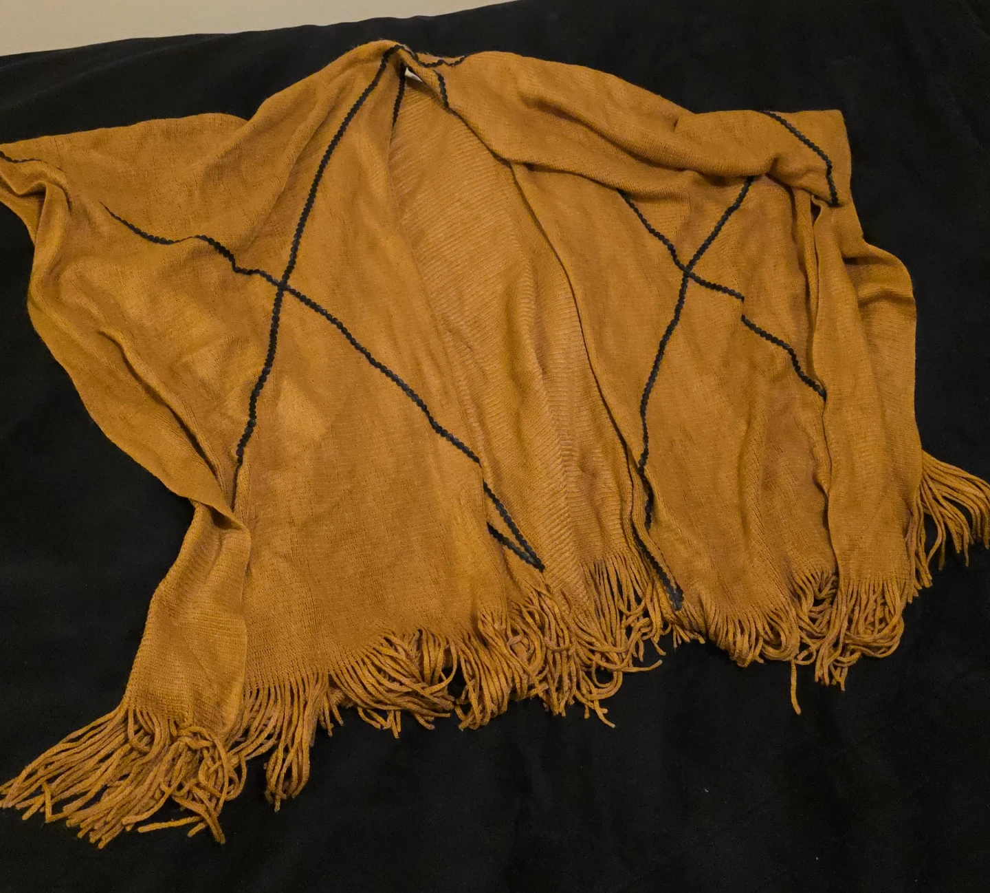 Mustard Yellow Cardigan with Fringed Hem