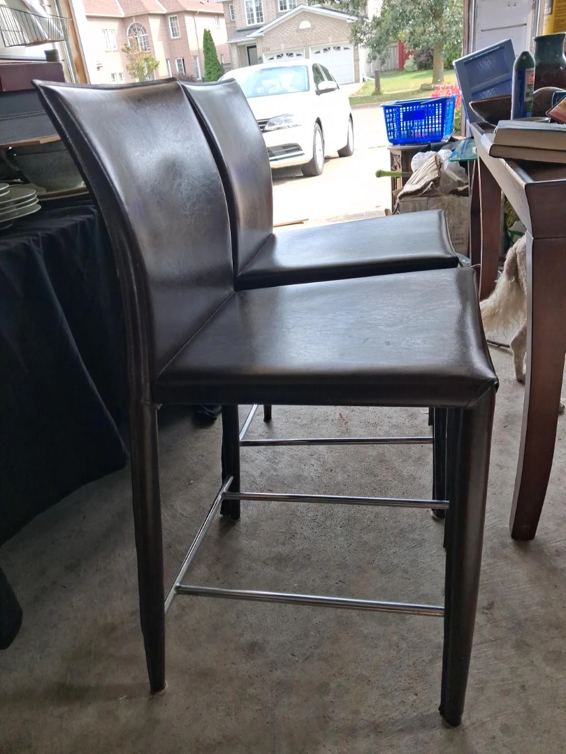 Brown Faux Leather Bar Stools (Set of 2)